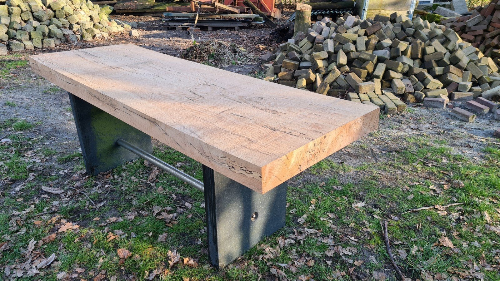 massief natuursteen tafelpoot, Tuin en Terras, Ophalen, Gebruikt, Rechthoekig, Overige materialen