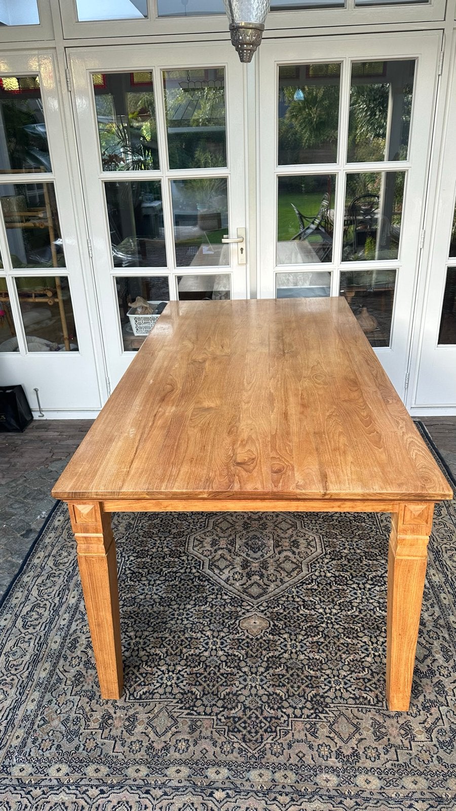 Stevige Teakhouten Tafel - 200x100x78 cm, Ophalen, Gebruikt, 100 tot 150 cm, Teakhout