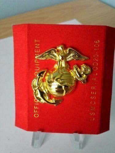Embleem,Badge,Pet,Kepie,USMC,Goudkleurig, Verzenden, Marine, Amerika, Embleem of Badge