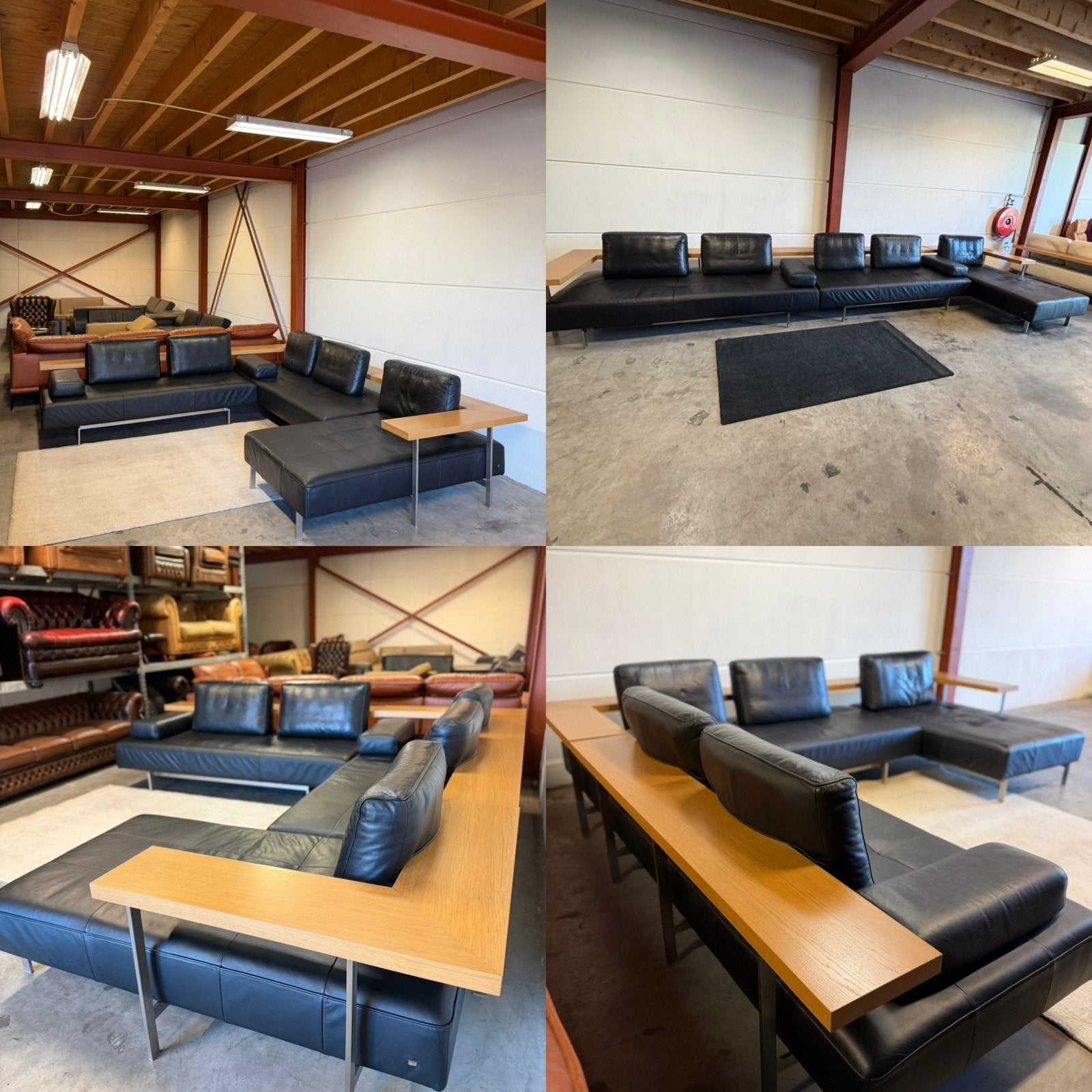Design XXL leren hoekbank bankstel zwart leer Rolf Benz Dono, Huis en Inrichting, Overige maten, Design, 300 cm of meer, Leer