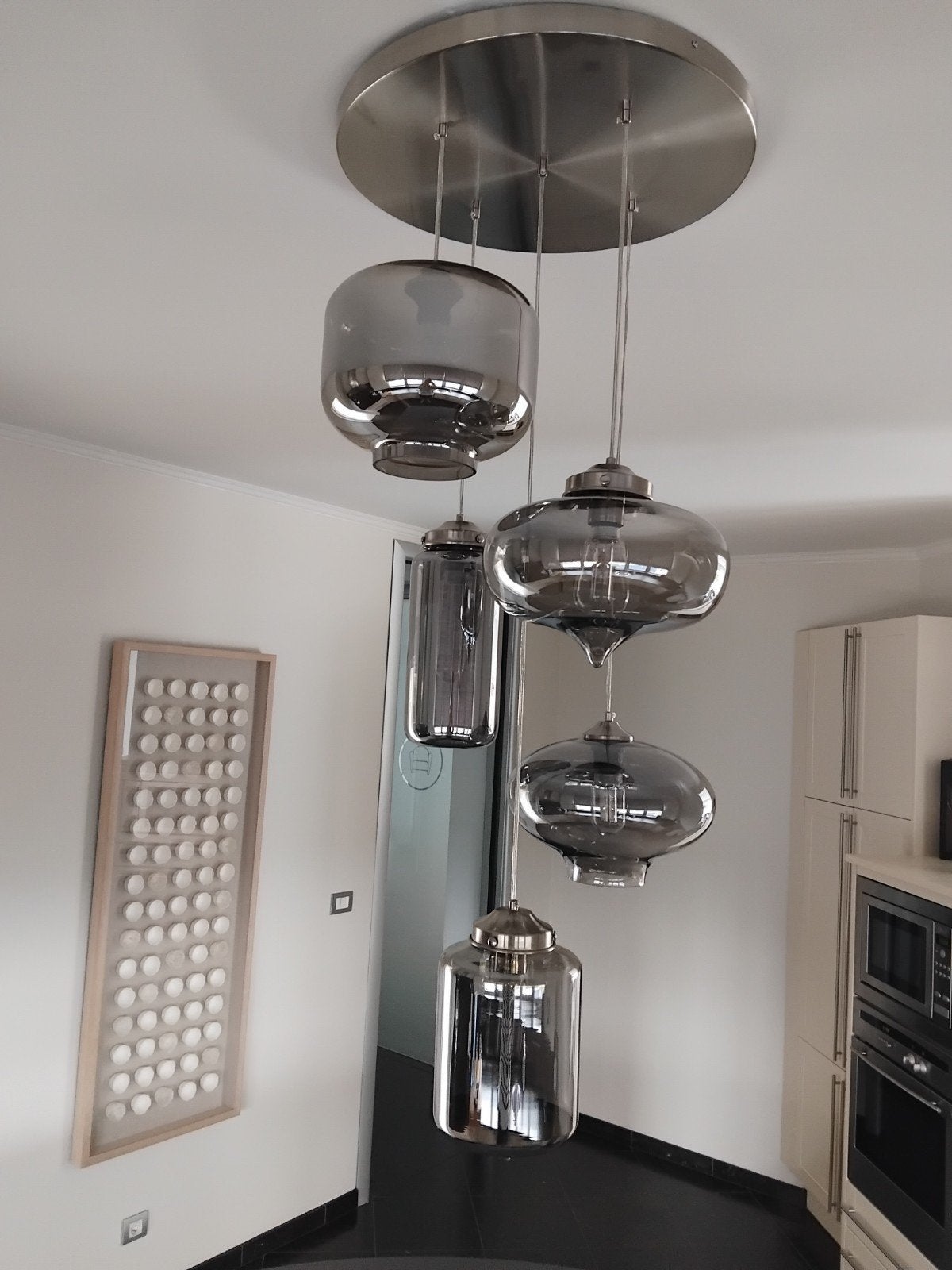Moderne hanglamp van by eve met originele Eve lampfittingen, Ophalen, Overige fittingen, Zo goed als nieuw, Glas