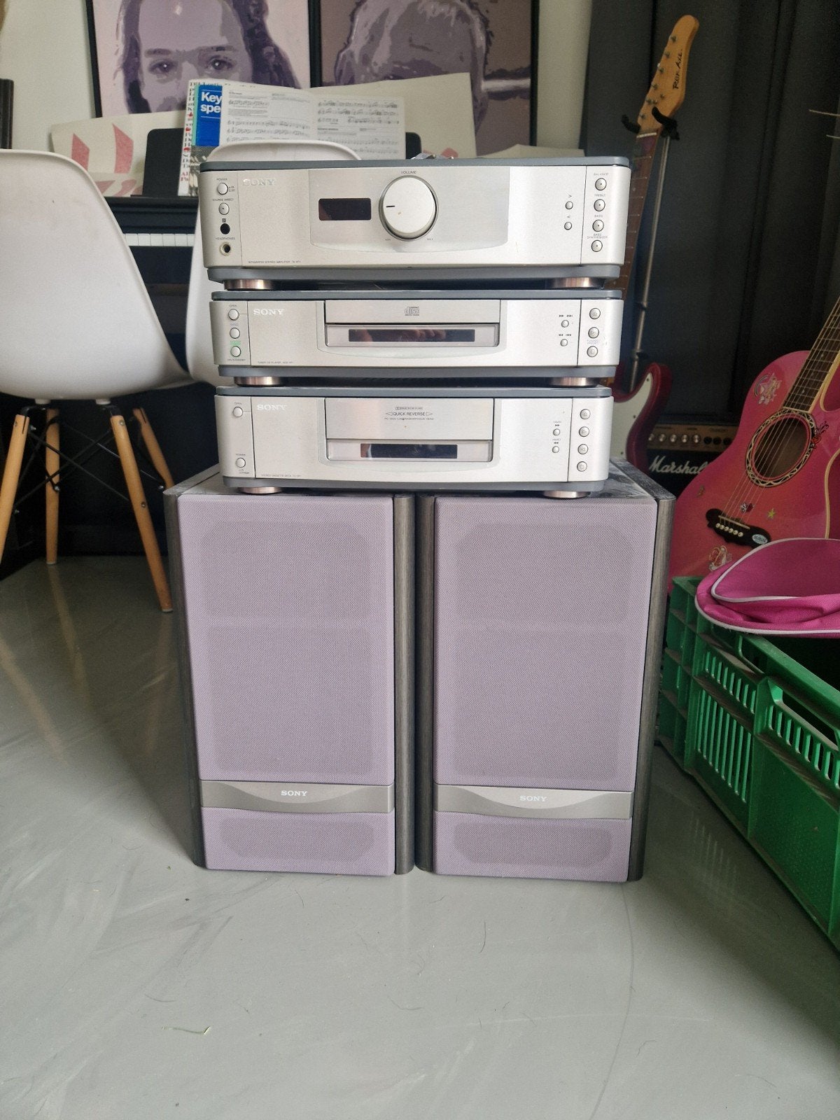 Sony Microset met CD-speler, Cassettedeck en Speakers, Ophalen, Gebruikt, Tuner of Radio, Microset