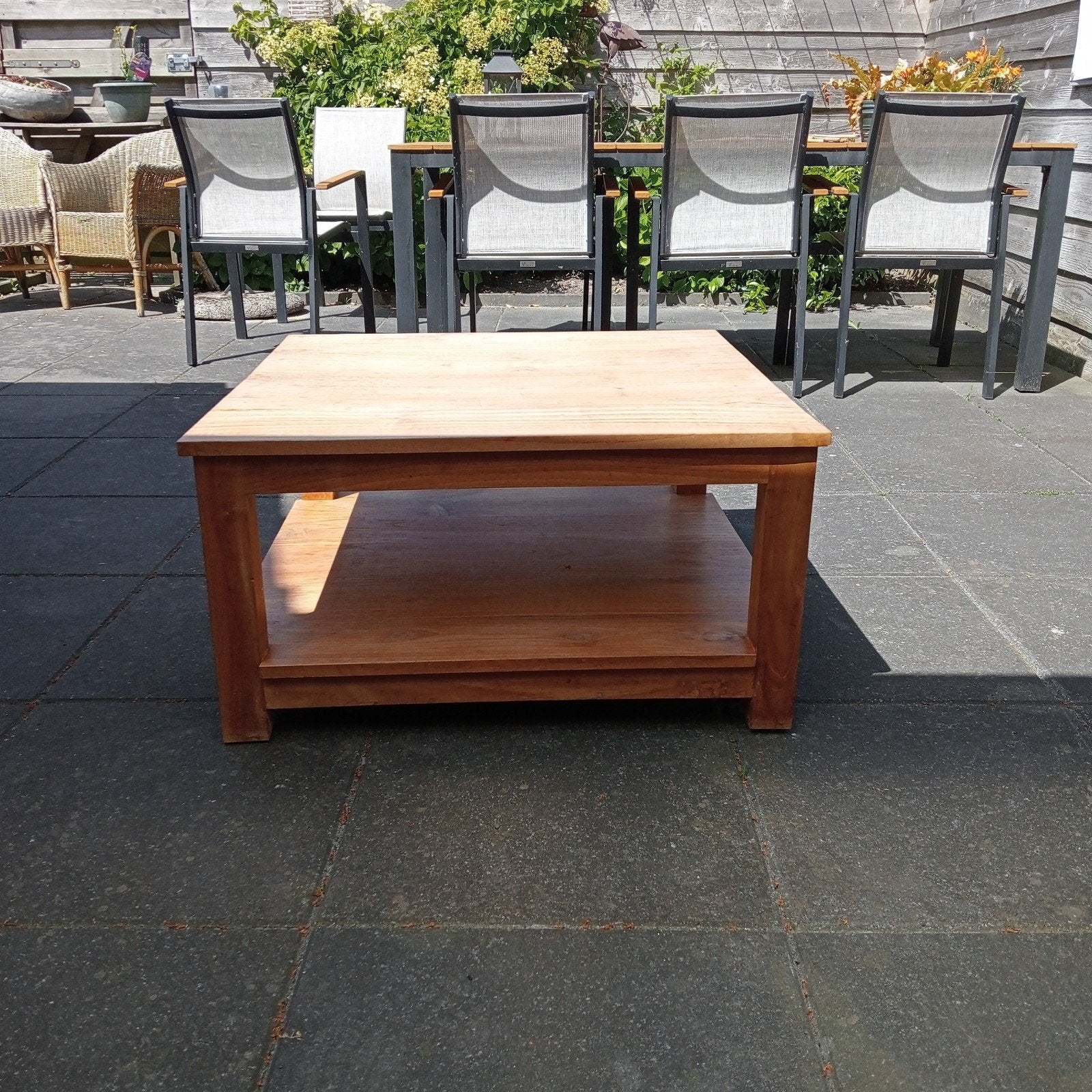 Salontafel teakhout., 50 tot 100 cm, Vierkant, Minder dan 50 cm, 50 tot 100 cm