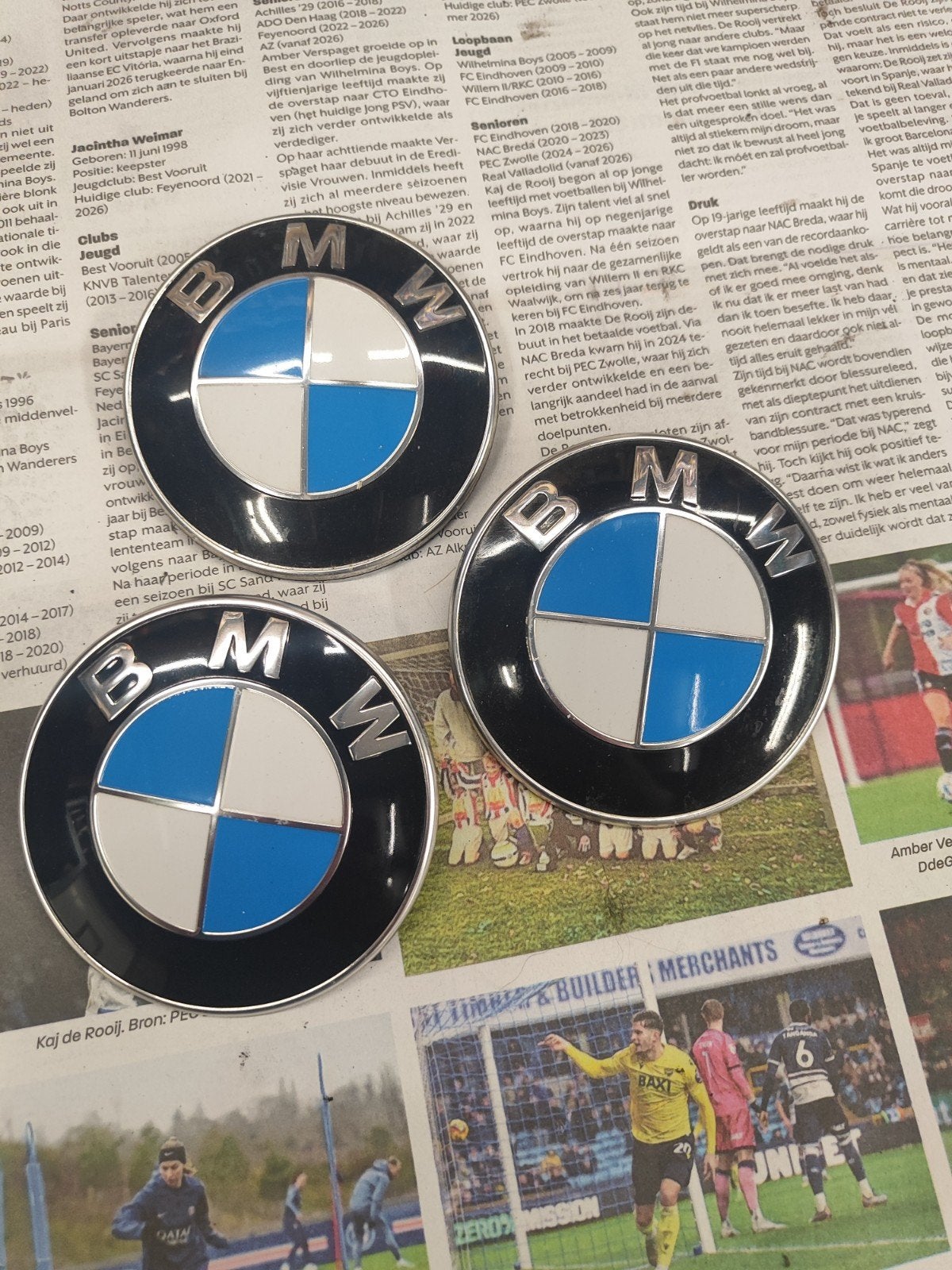 BMW logo82mm motorkap E46 E39 E60 E87 E90 E81 E91, Ophalen of Verzenden
