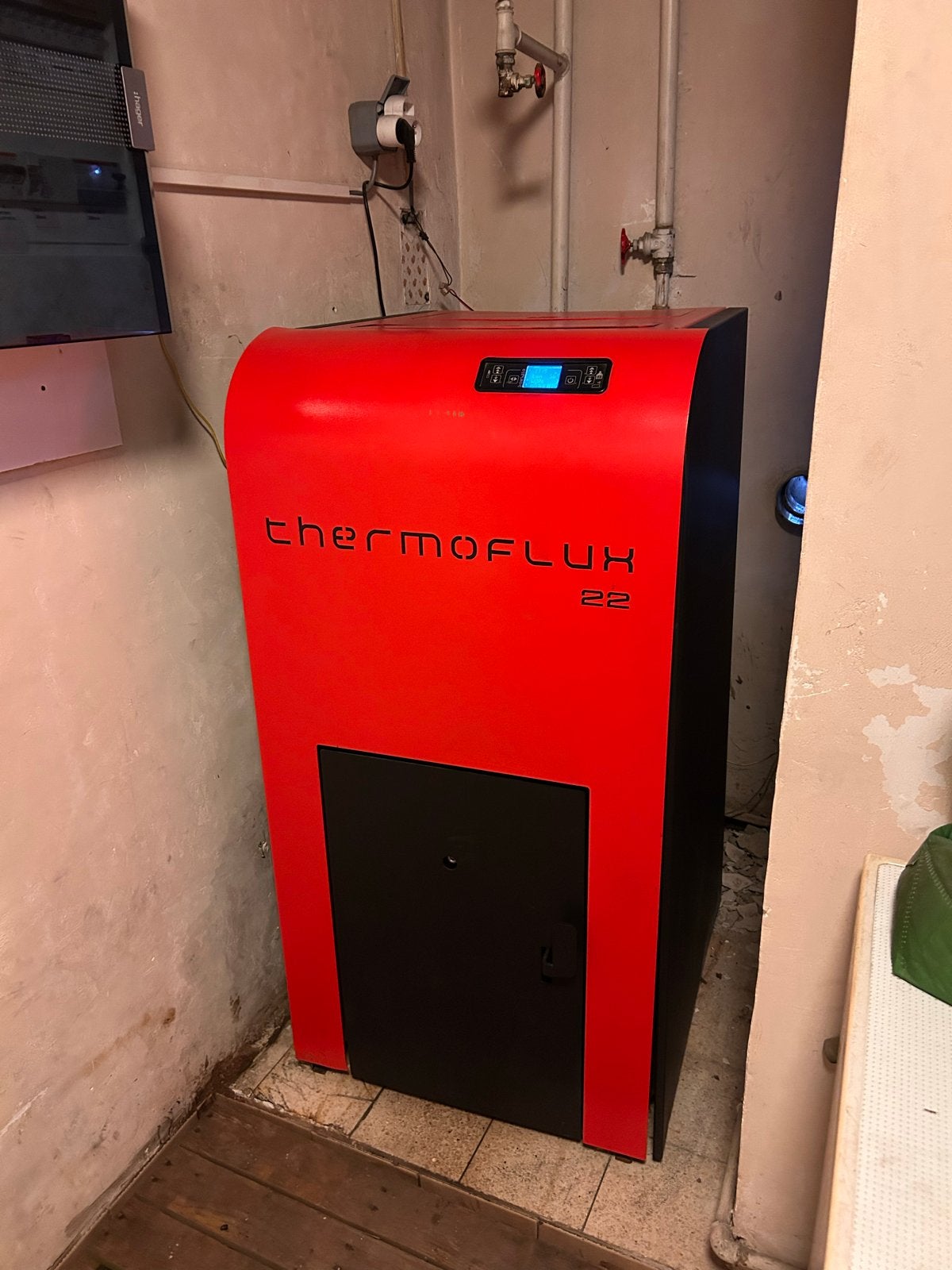 Thermoflux Interio 22 KW pellet cv / kachel, Ophalen, Gebruikt, Hoog rendement (Hr), Cv-ketel of Combi-ketel