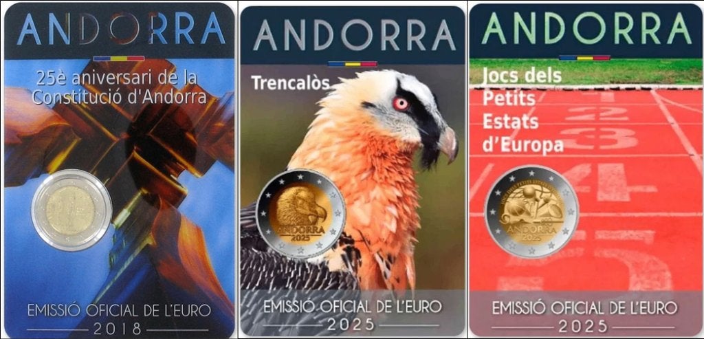 3x coincards Andorra 2018 & 2x 2025, Postzegels en Munten, Munten | Europa | Euromunten, Ophalen of Verzenden, Overige landen
