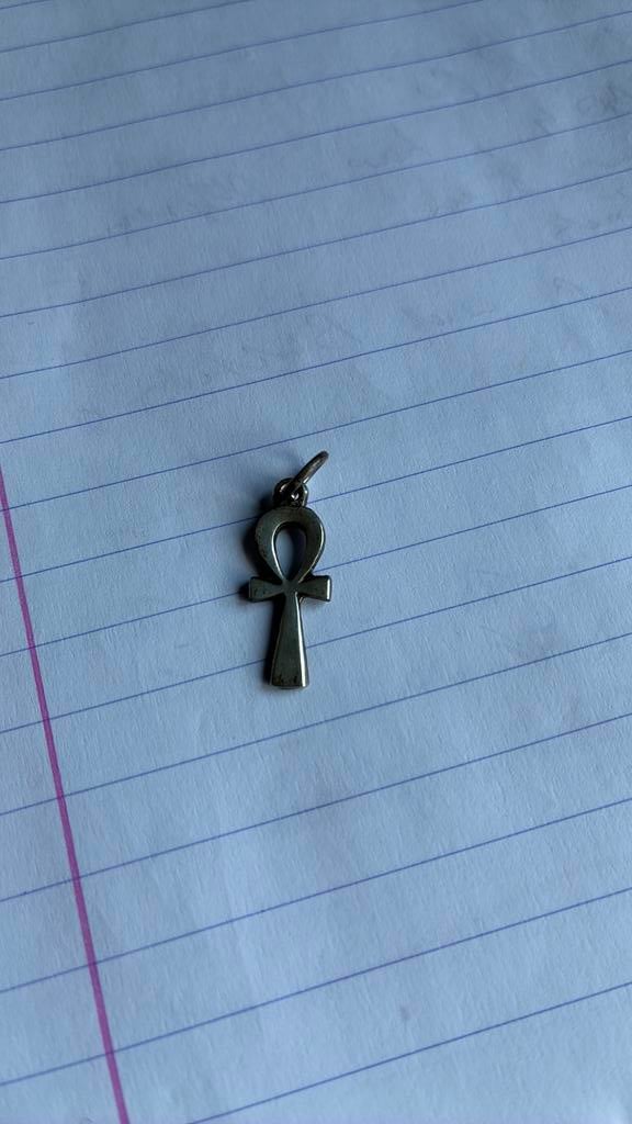 Zilver hanger Ankh kruis met keurmerk, Gebruikt, Ophalen of Verzenden, Kruis of Symbool, Zilver