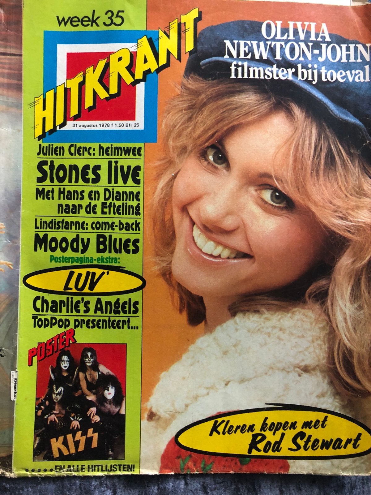 Hitkrant week 35 - Olivia Newton-John, Stones live, KISS, Boeken, Ophalen of Verzenden, Gelezen, Muziek, Film of Tv