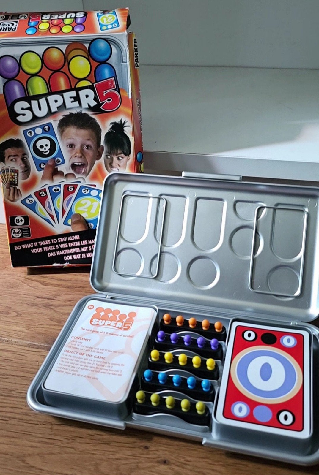 SUPER 5- in blik- van Parker- zeldzaam- Verzend ook, Hobby en Vrije tijd, Gezelschapsspellen | Kaartspellen, Ophalen, Parker