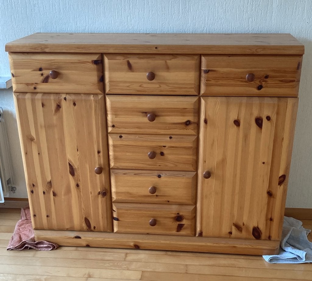 lage kast 2 deurtjes en 7 laatjes, Ophalen, Gebruikt, 100 tot 150 cm, Minder dan 100 cm