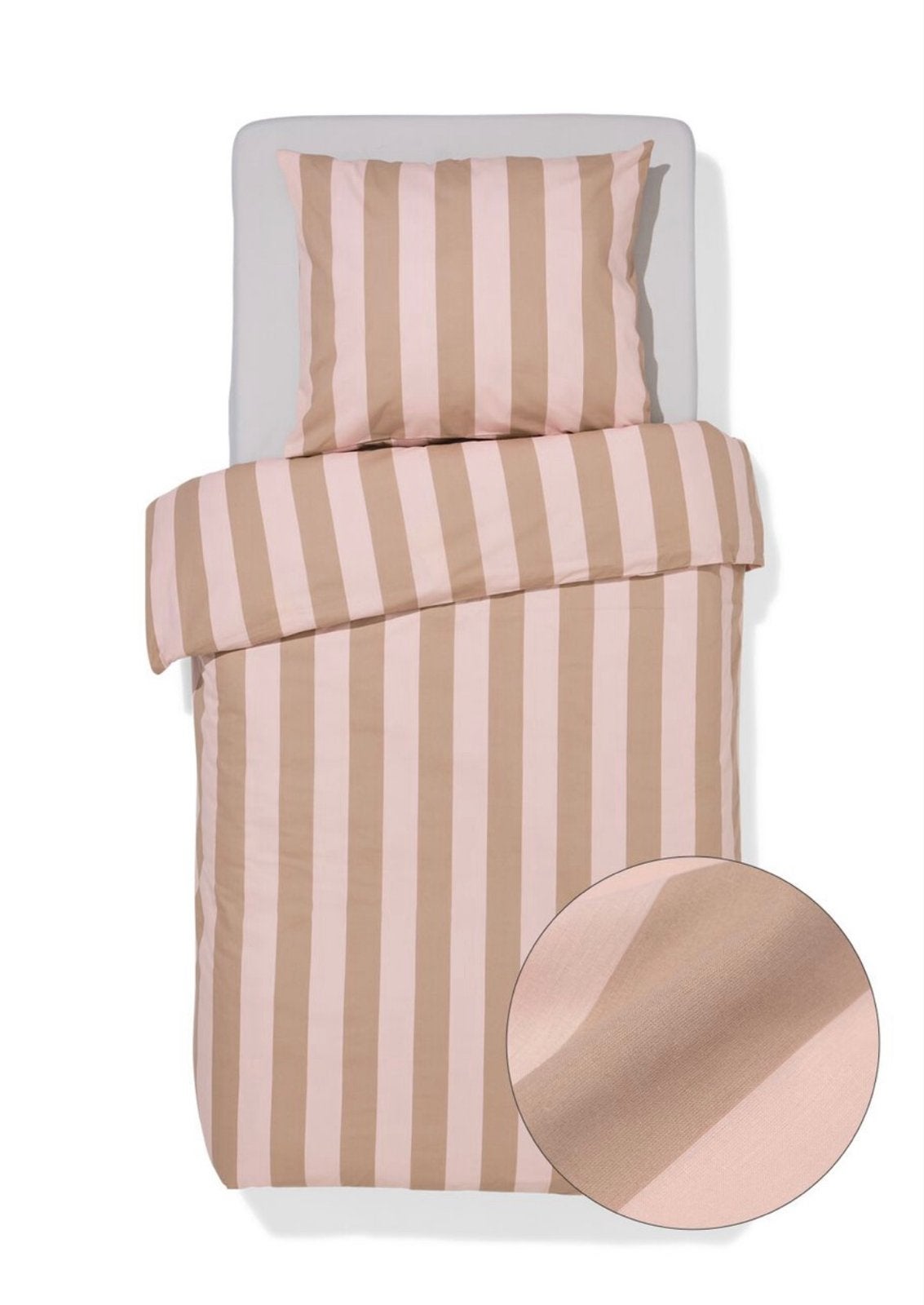 Hema 2x 1-persoons dekbedovertrek strepen roze/beige, Meerkleurig, Dekbedovertrek, Ophalen of Verzenden, Zo goed als nieuw