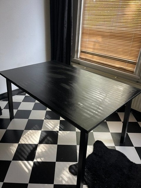 IKEA TRANETORP uittrekbare tafel 140/200 cm - zwart, Ophalen, Gebruikt, 50 tot 100 cm, Vijf personen of meer