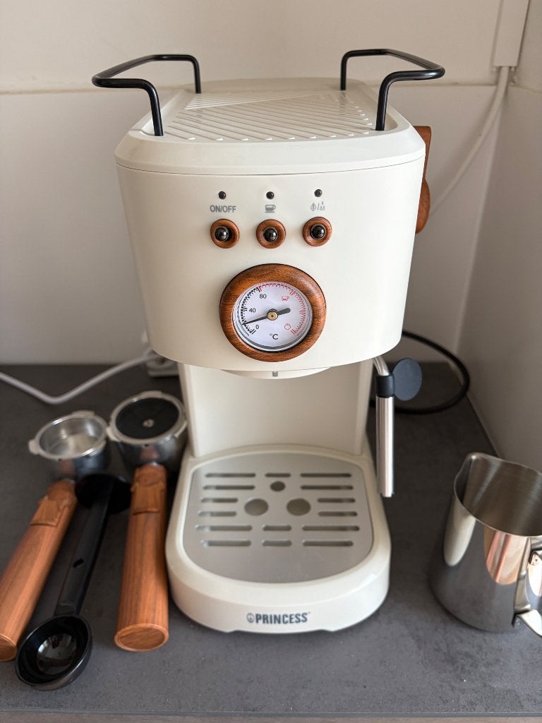 Princess espressomachine Japandi, Witgoed en Apparatuur, Koffiezetapparaten, Ophalen, Espresso apparaat, Zo goed als nieuw, Gemalen koffie