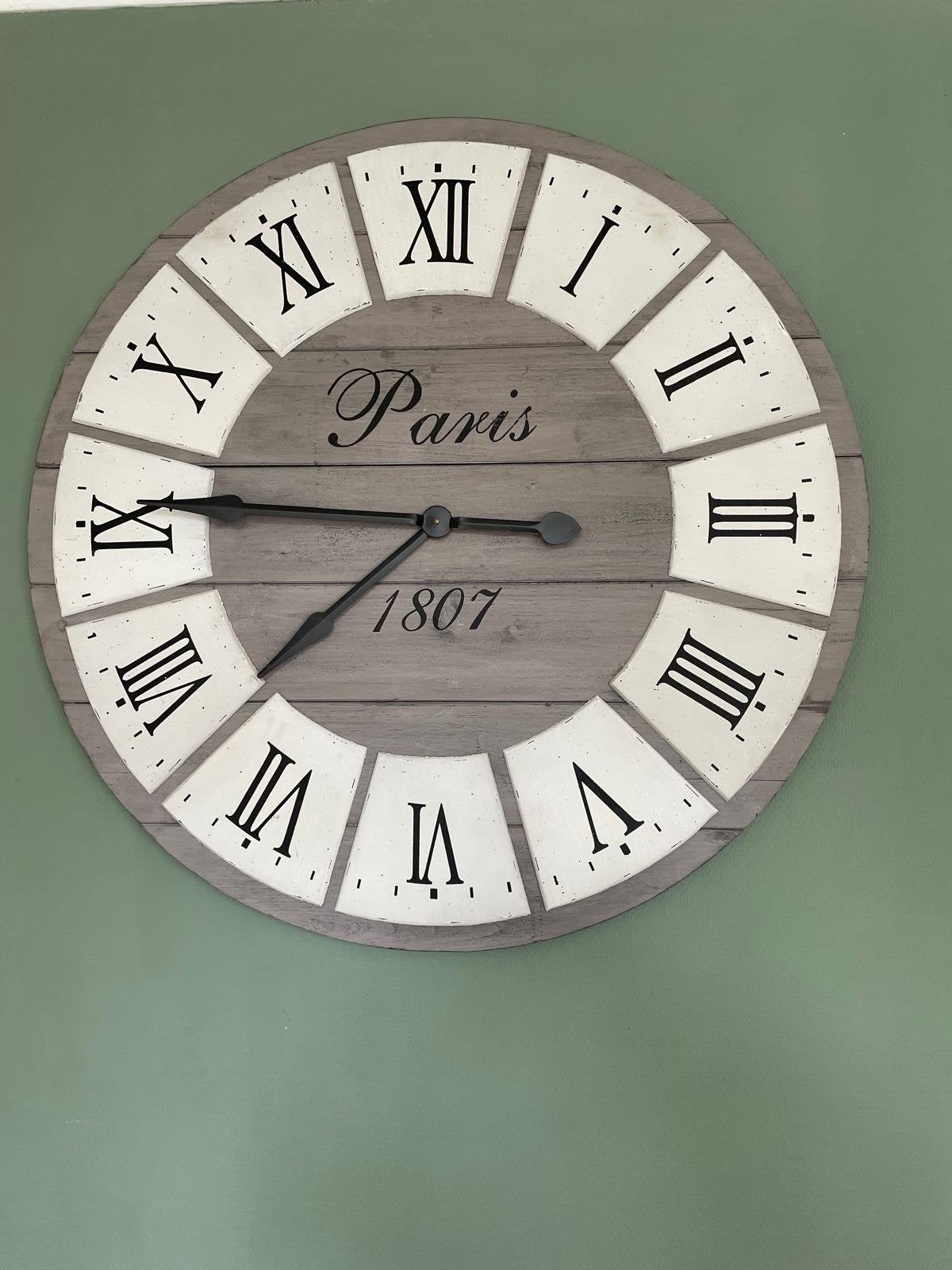 Grote ronde houten wandklok - 90cm - Paris 1807, Ophalen