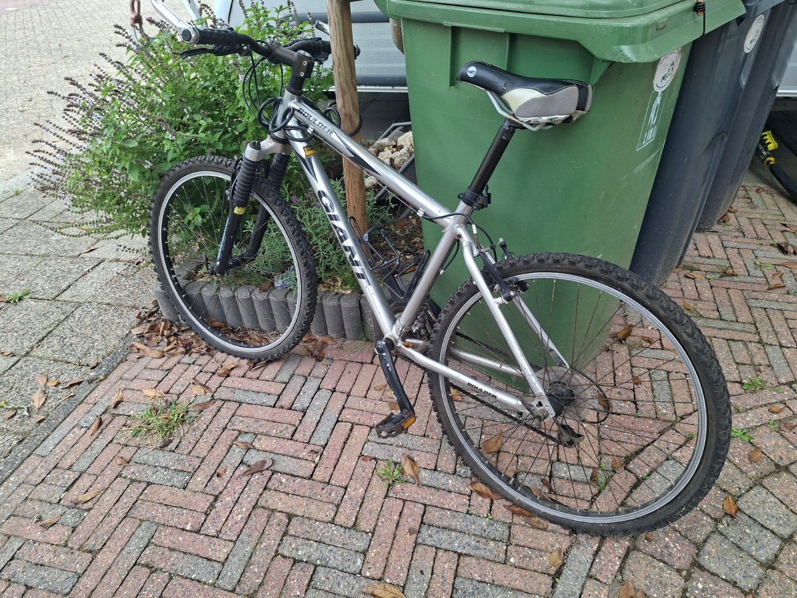 Giant Boulder Mountainbike - Zilver/Zwart, Ophalen, Gebruikt, Hardtail, Velgrem