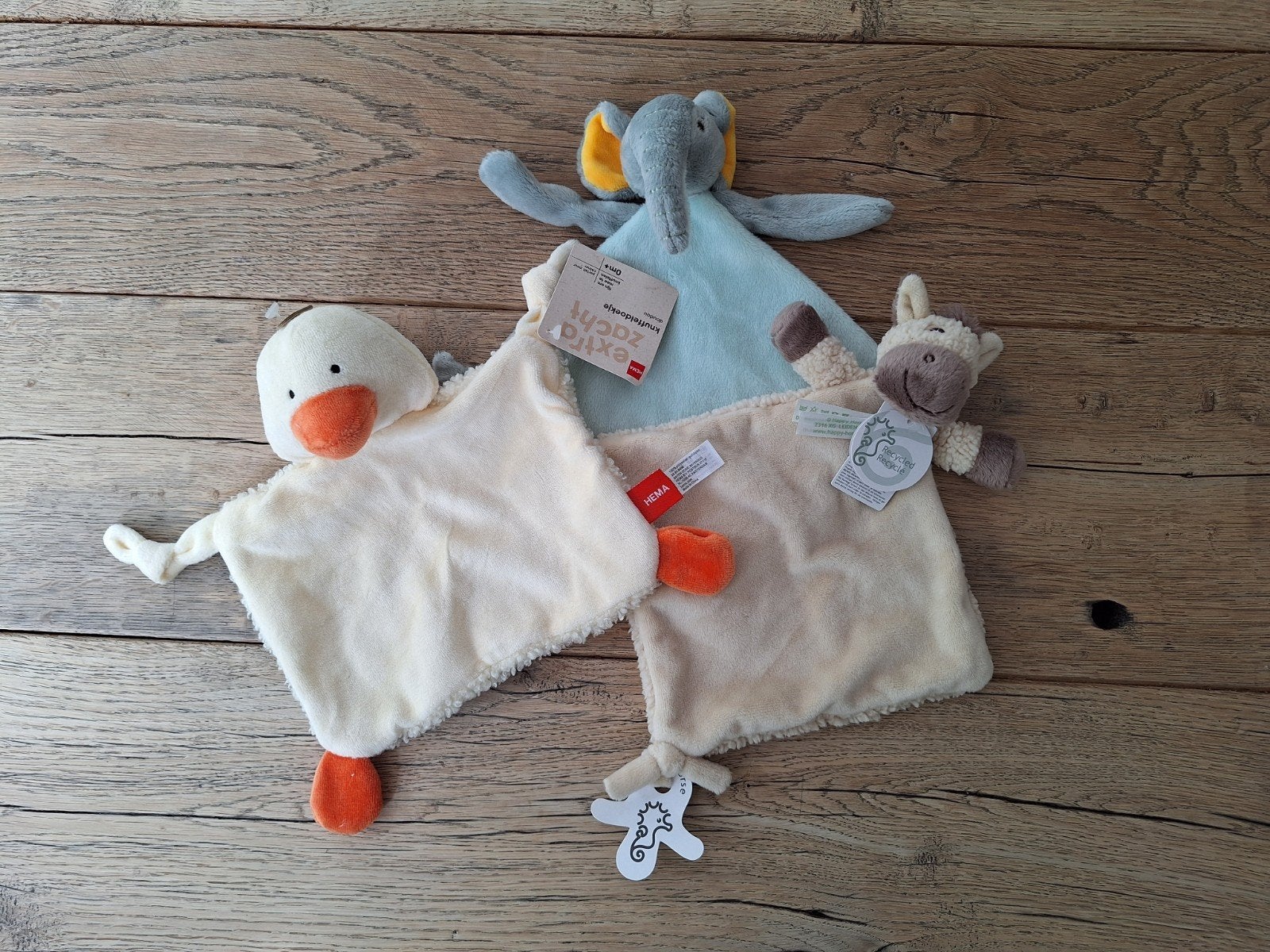 Knuffeldoek eend, olifant of paard, Ophalen of Verzenden, Nieuw