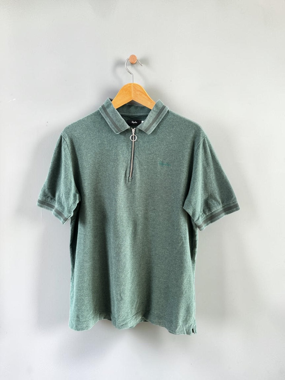 Rapha Logo Zip Polo top t-shirt maat L large 40 groen, Maat 42/44 (L), Ophalen of Verzenden, Zo goed als nieuw, Korte mouw