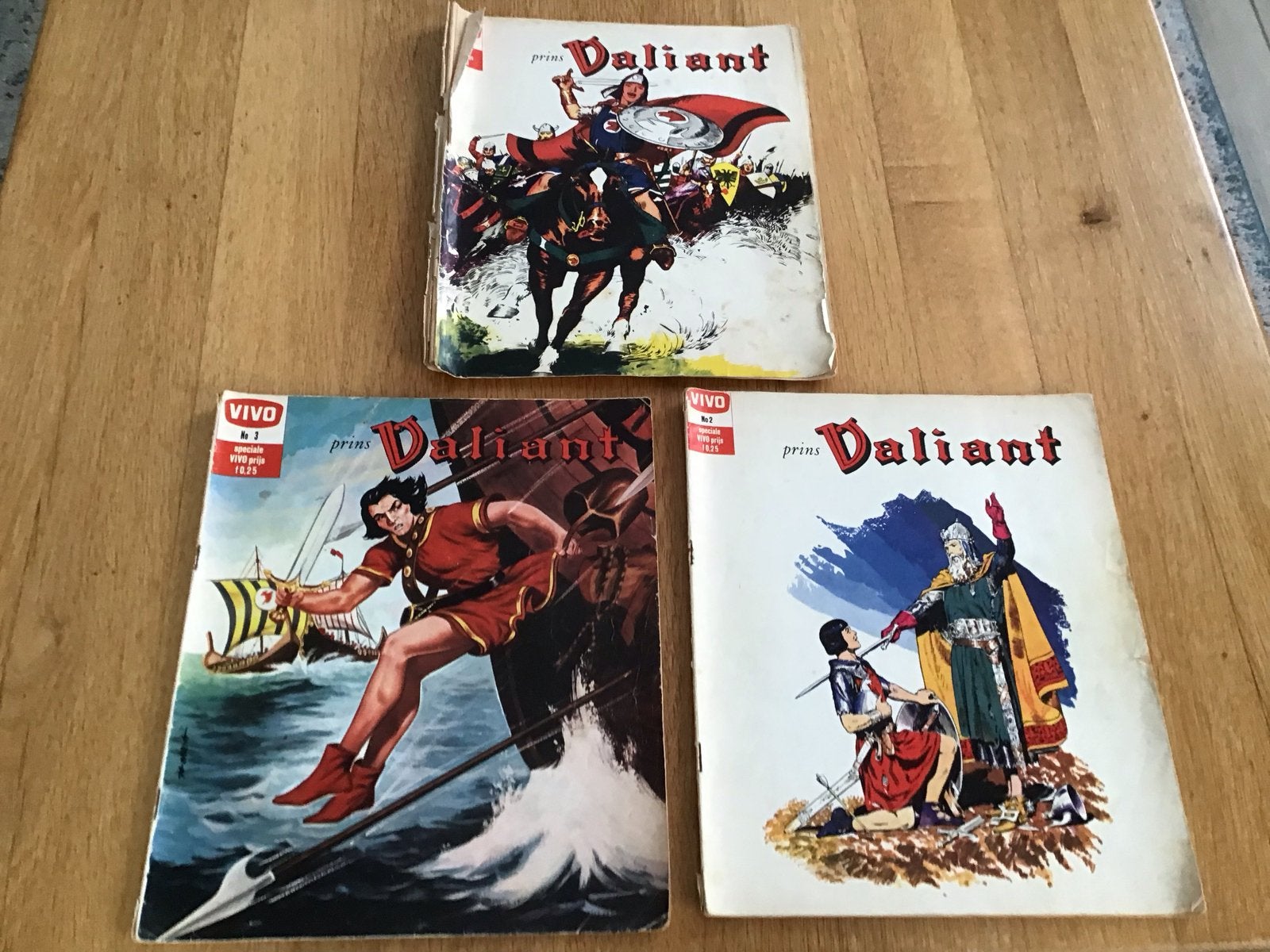 Prins Valiant stripboeken - 3 stuks, vintage,nr 1-2-3-, Meerdere stripboeken, Ophalen of Verzenden, Gelezen