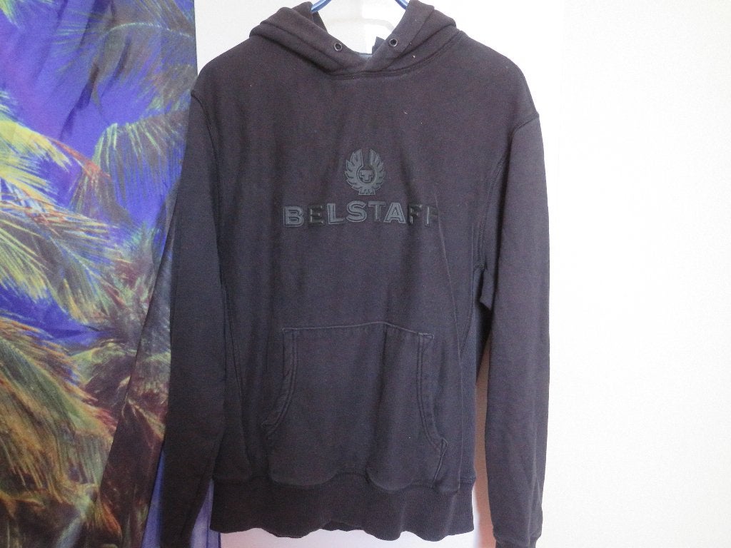 zwart / blauw hoodie elastische zij in zet mt s van Belstaff, Blauw, Ophalen of Verzenden, Belstaff, Gedragen