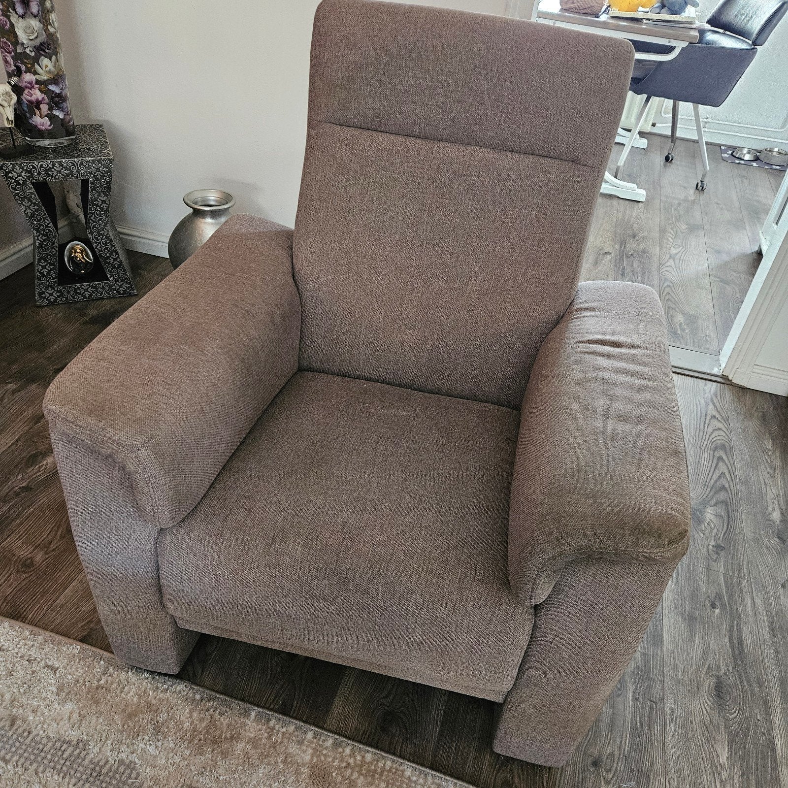 bruin grijze fauteuil, Ophalen, Zo goed als nieuw, 75 tot 100 cm, 50 tot 75 cm