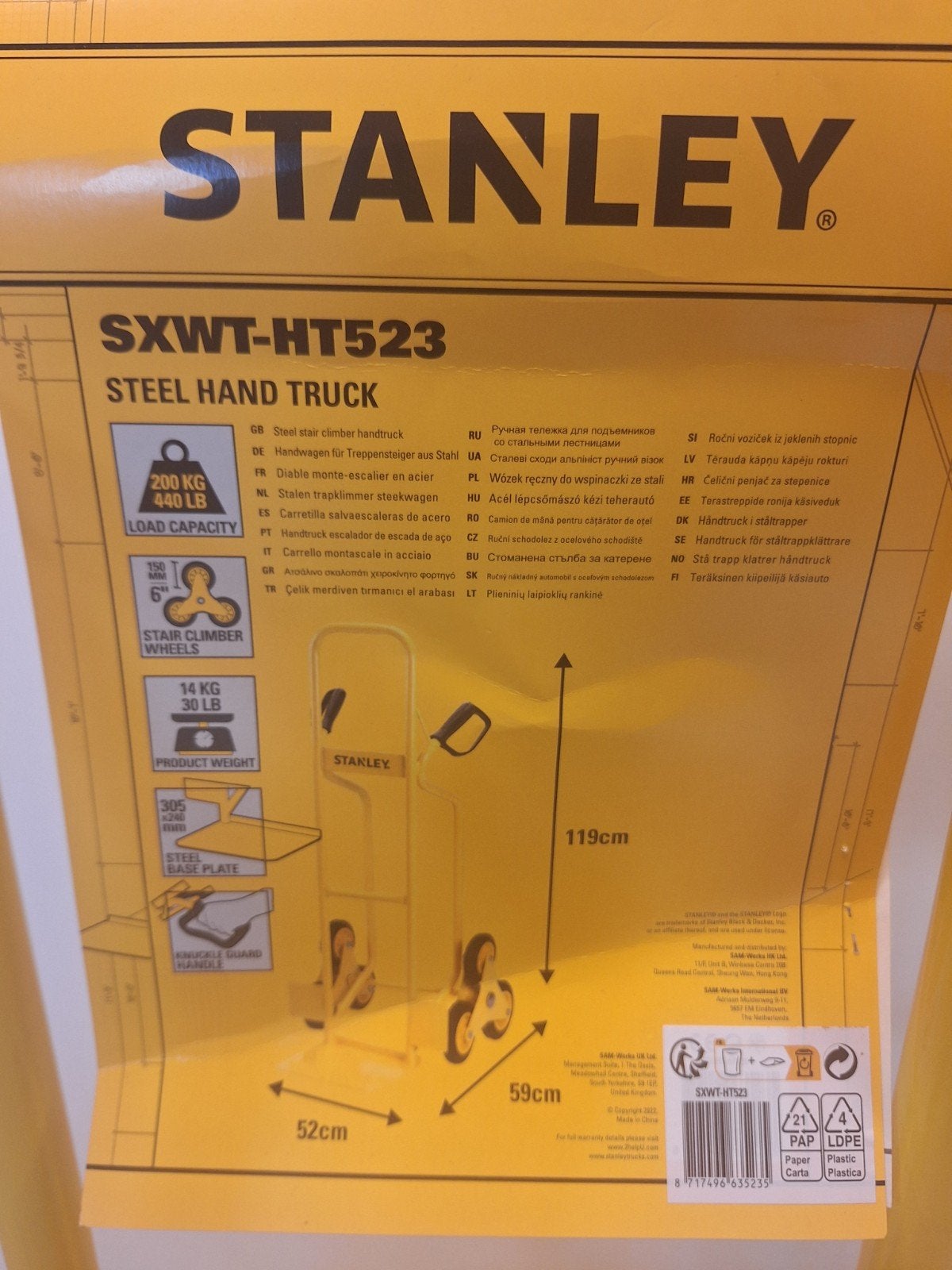 Stanley SXWT-HT523 Steekwagen - 200 kg laadvermogen, Ophalen