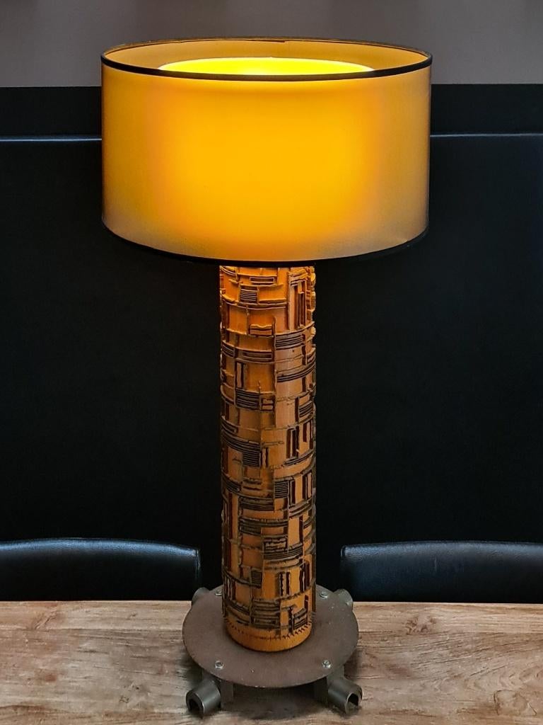 vloerlamp vintage behangwals behang drukrol persrol h= 87cm, Ophalen, Gebruikt, Vintage antiek, Minder dan 100 cm