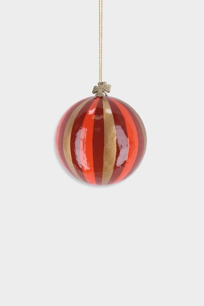 Sissy Boy kerstbal ornament papier maché streep goud, Diversen, Ophalen of Verzenden, Zo goed als nieuw