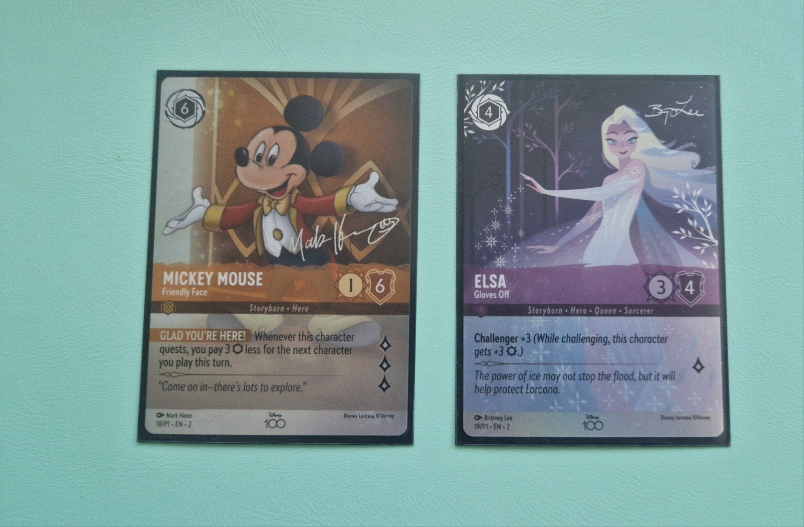Disney lorcana promo's elsa en mickey, Ophalen of Verzenden, Nieuw, Meerdere kaarten, Foil