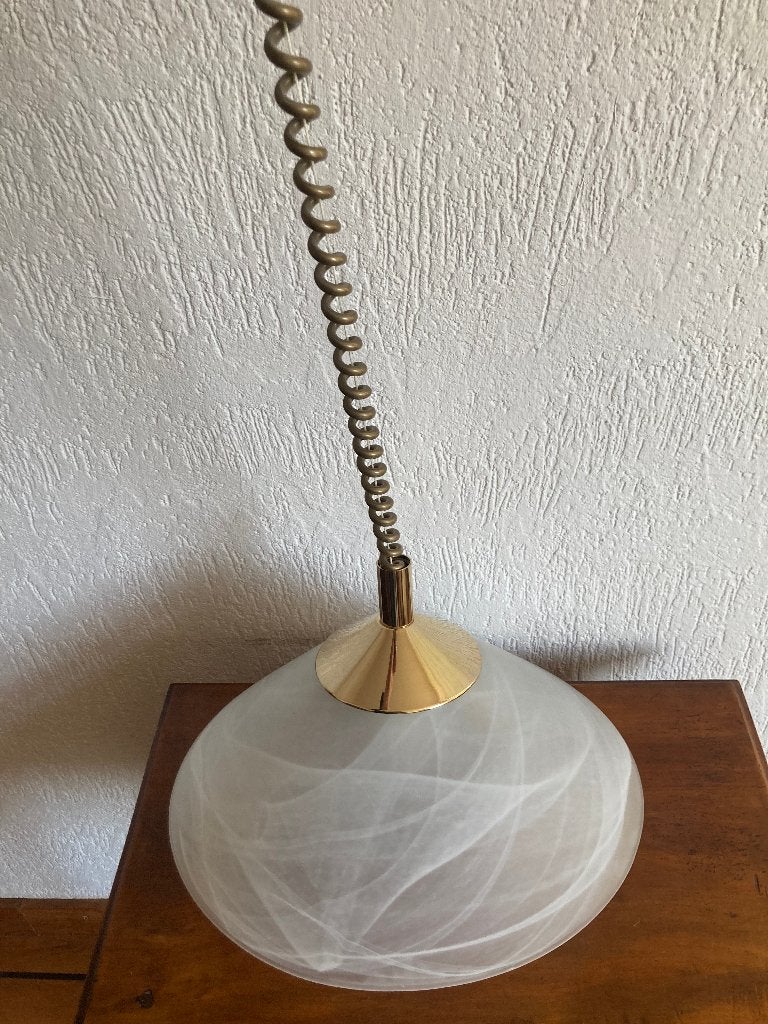 Larino Masterlight hanglamp met glazen kap aan trekkoord, Ophalen of Verzenden, Zo goed als nieuw, Glas, E27 (groot)