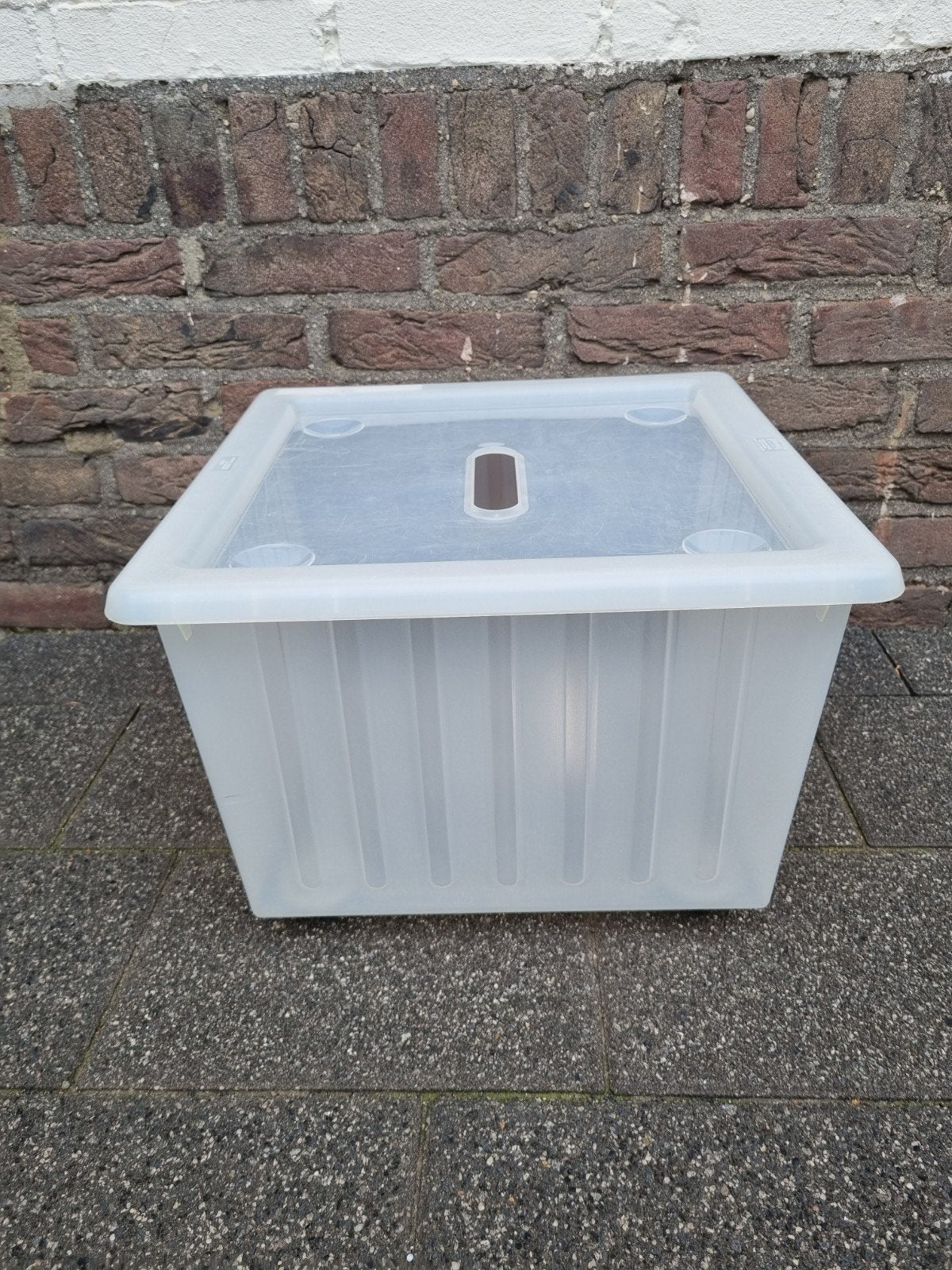 ikea Vessla opbergbox transparant met op wieltjes met deksel, Ophalen, Gebruikt, 50 tot 100 cm, 5 – 50