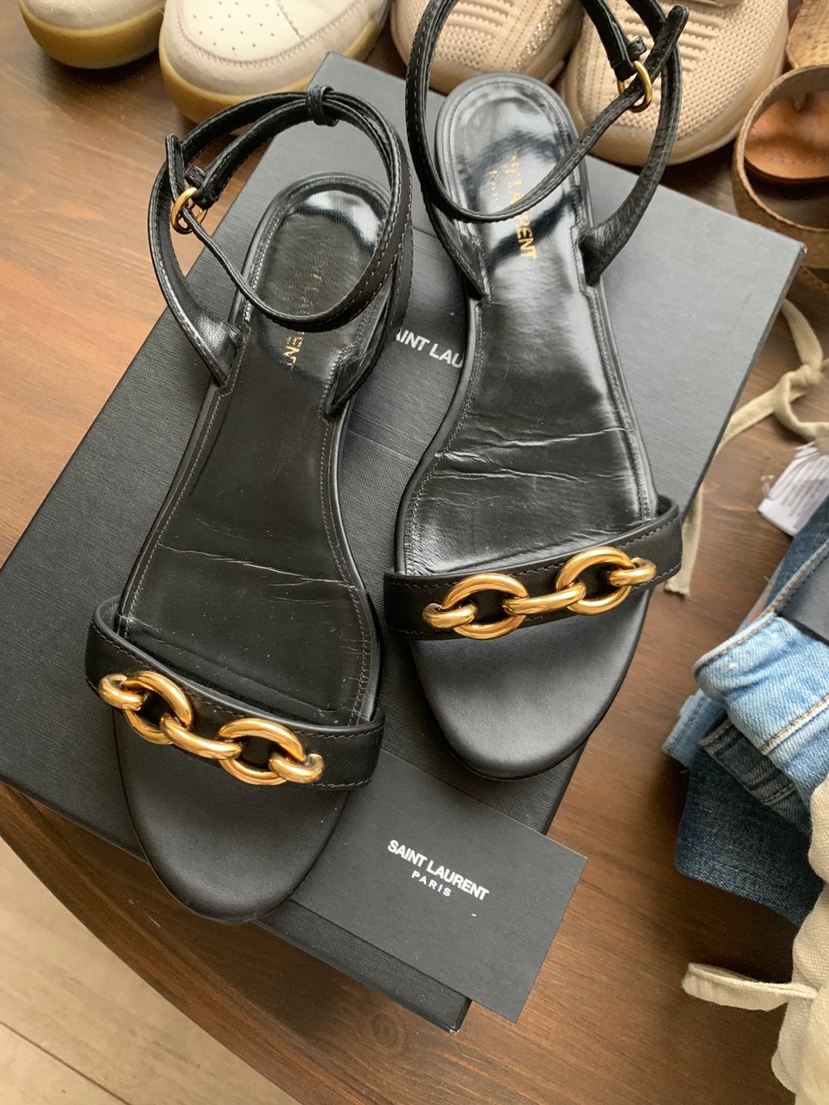 Mooie Saint Laurent sandaaltjes. Maat 40, Kleding | Dames, Ophalen of Verzenden, Zo goed als nieuw, Zwart, Sandalen of Muiltjes