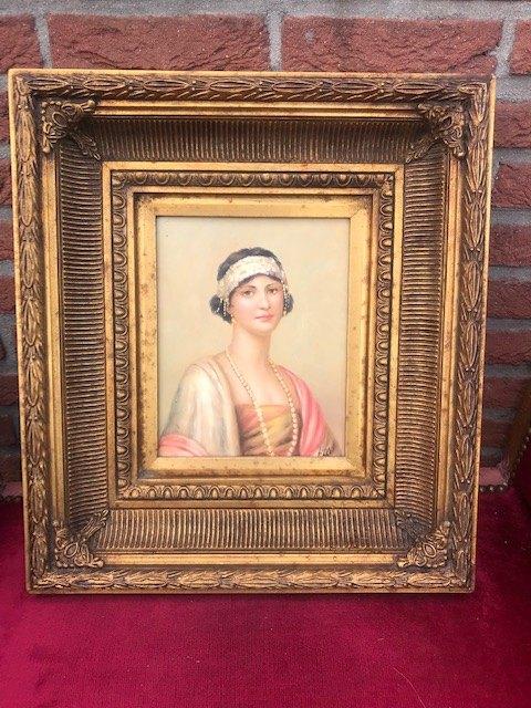 schilderij van een elegante dame, Ophalen of Verzenden
