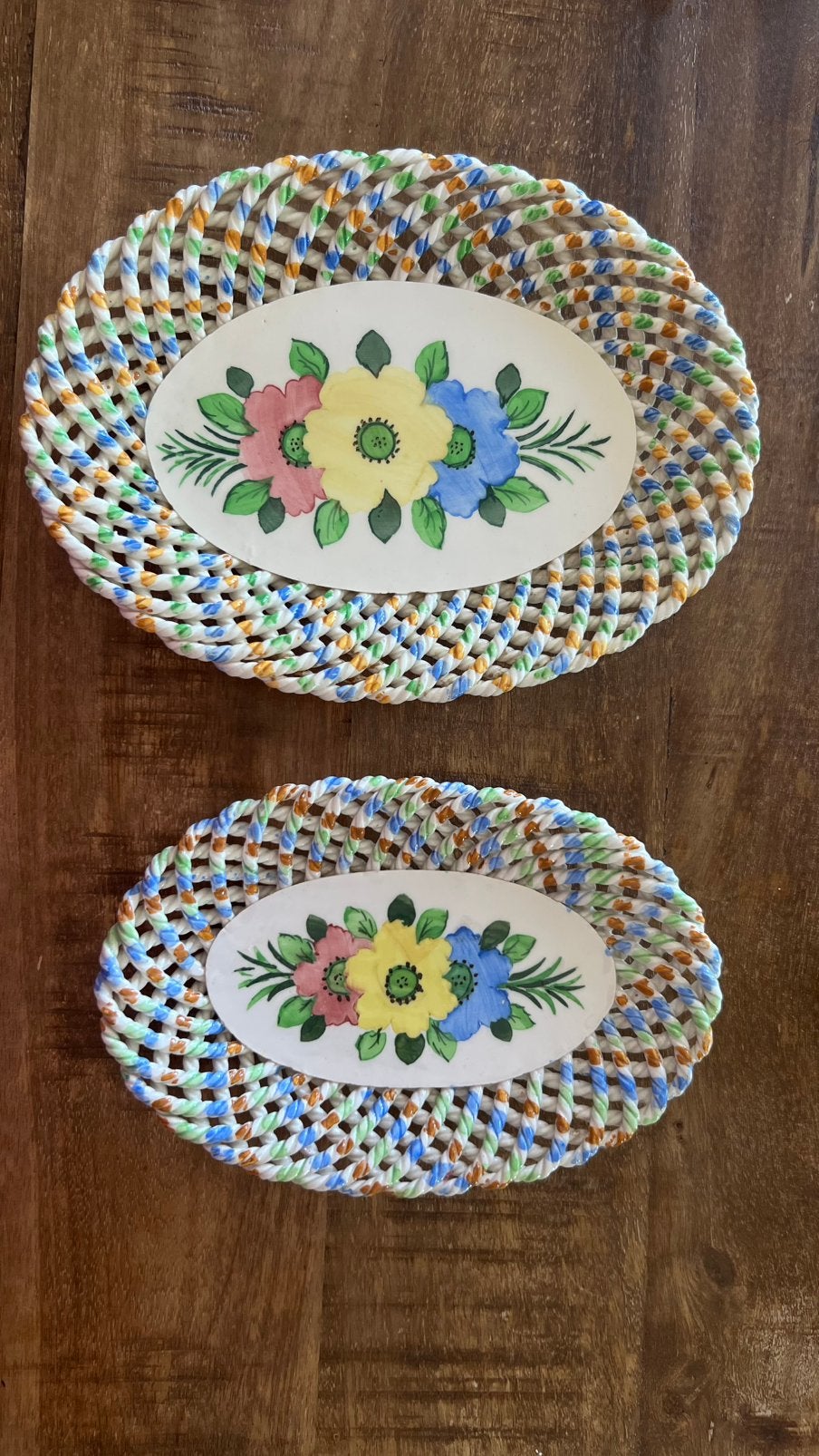 Vintage Spaans gevlochten calada keramische schaaltjes, Antiek en Kunst, Ophalen