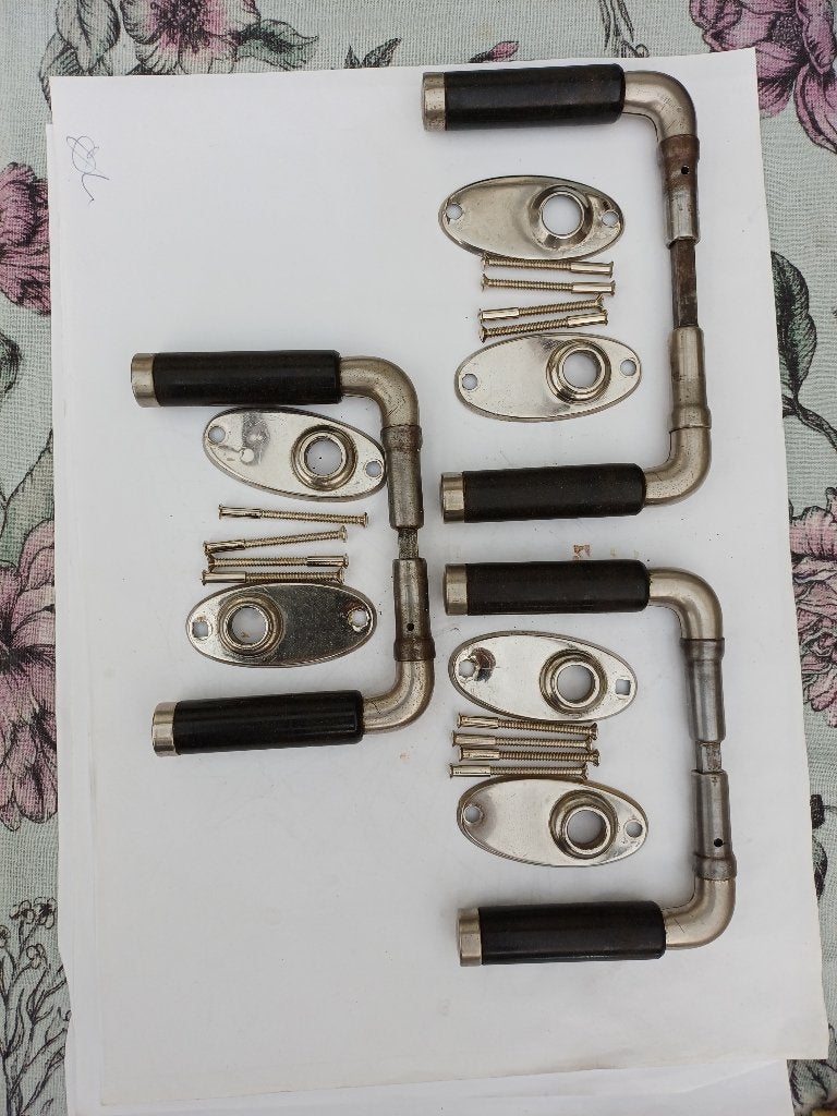 3 sets jaren 30 TONmodel deurklinken., Ophalen of Verzenden, Gebruikt, Koper of Messing, Klink of Kruk