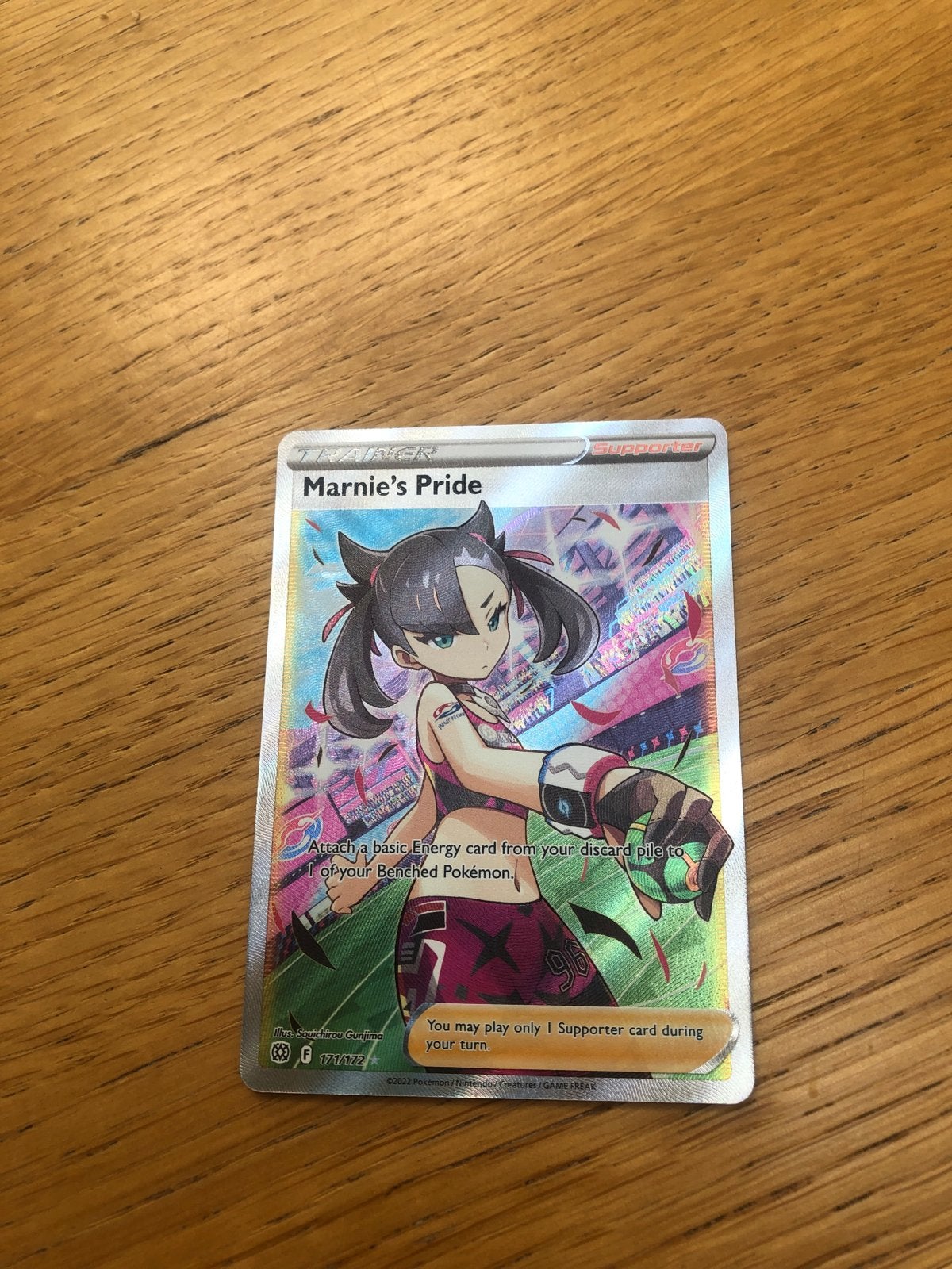 Pokémon Kaart: Marnie's Pride (Full Art Supporter), Ophalen of Verzenden, Zo goed als nieuw, Losse kaart, Foil