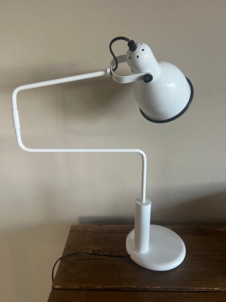 Anvia tafellamp, Vintage, Met schakelaar, Wit, Metaal