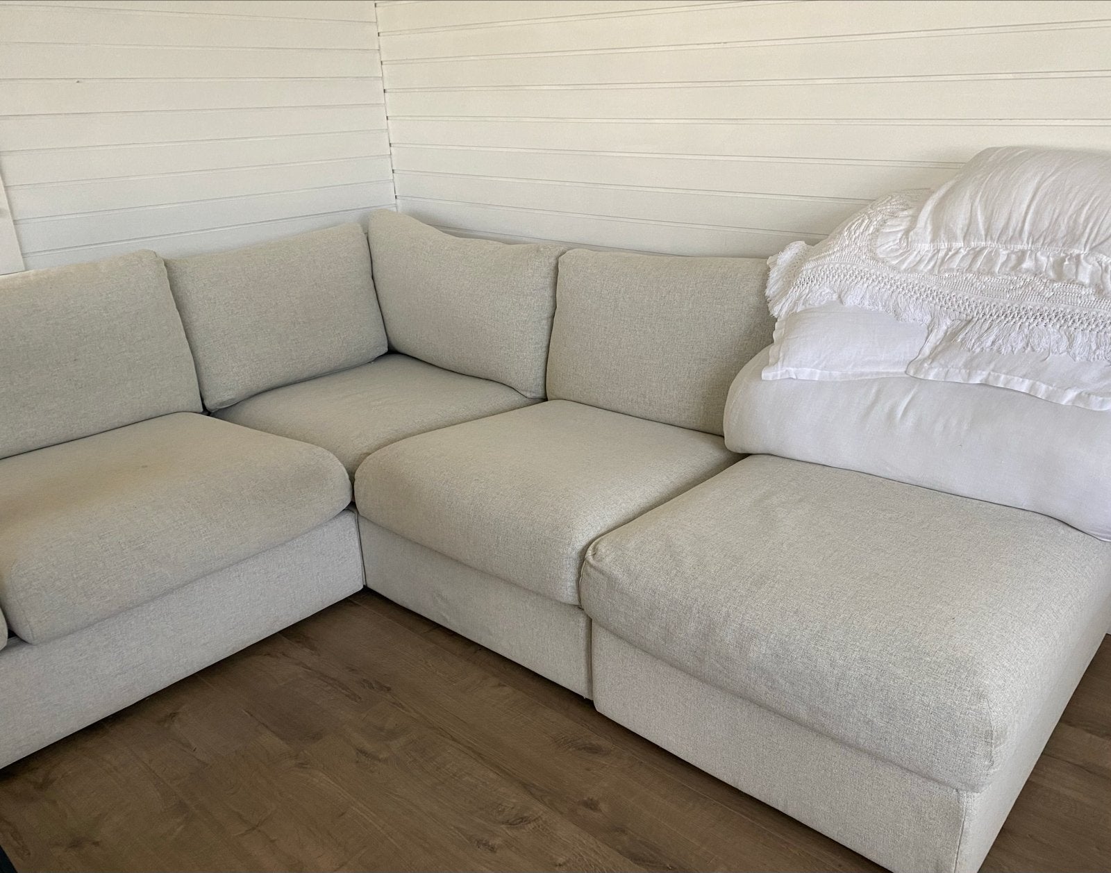 IKEA Vimle bankstel - Gunnard beige - Bieden mag!, 100 tot 125 cm, Hoekbank, 300 cm of meer, Ophalen of Verzenden