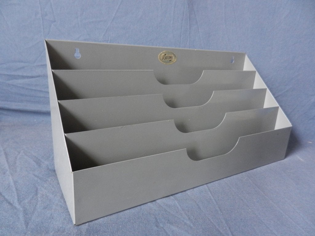 Grijs metalen brievenrek / wandrek / organiser Fortuna label, Ophalen of Verzenden