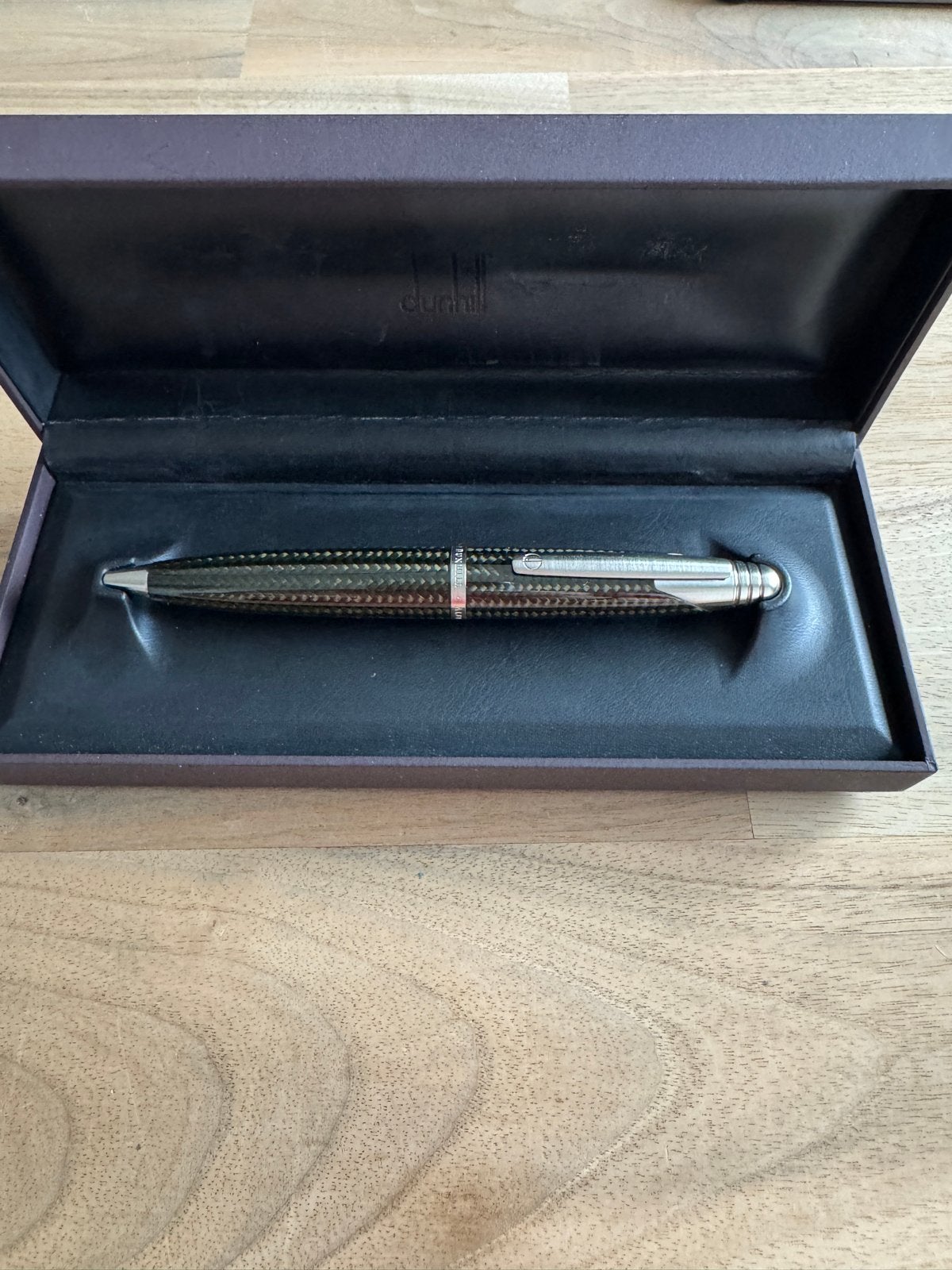 Dunhill Carbon Fiber Balpen met Etui en Doos, Overige merken, Balpen, Nieuw, Met doosje