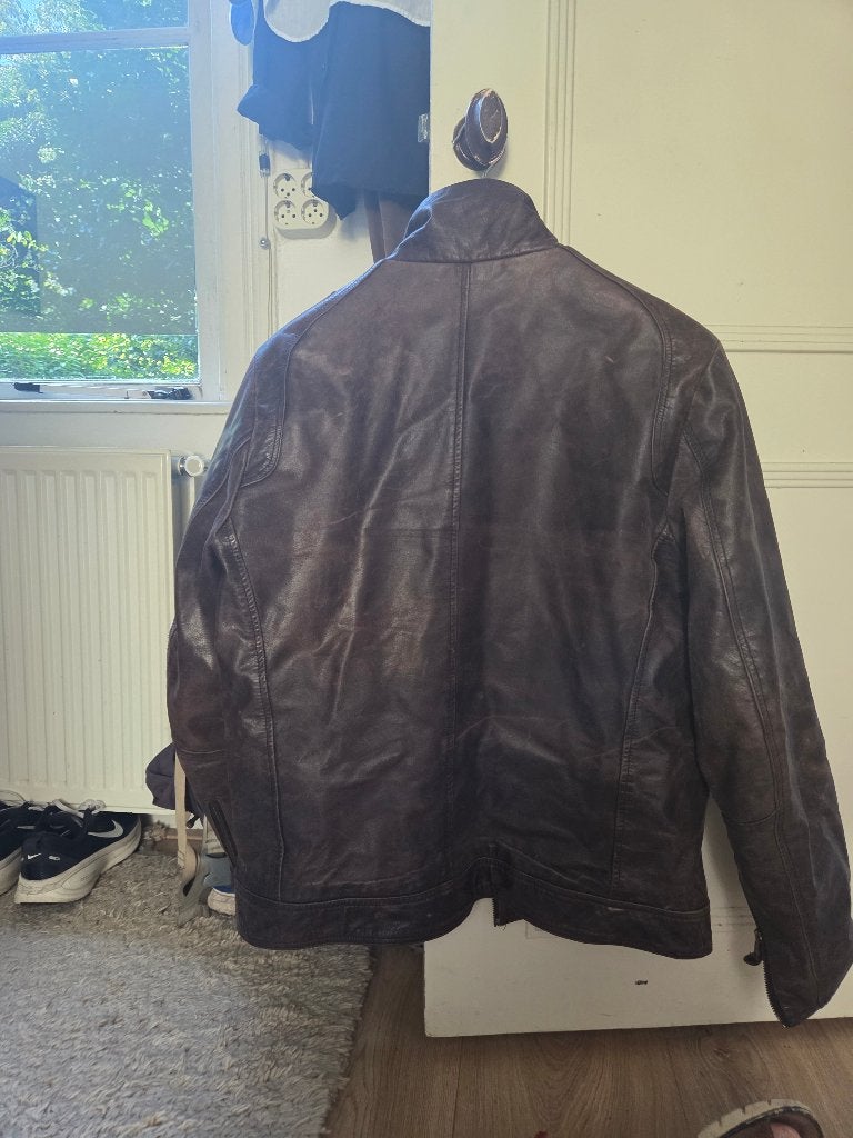 Ledere jack, Kleding | Heren, Jassen | Winter, Ophalen, Maat 52/54 (L), Zo goed als nieuw, Onbekend