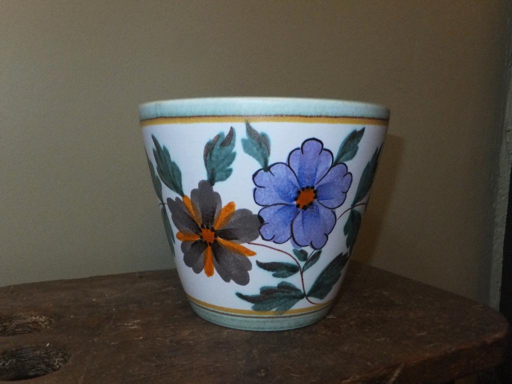 supermooie vintage bloempot, oud antiek, plateel gouda Ø15,5, Antiek en Kunst, Antiek | Keramiek en Aardewerk, Ophalen