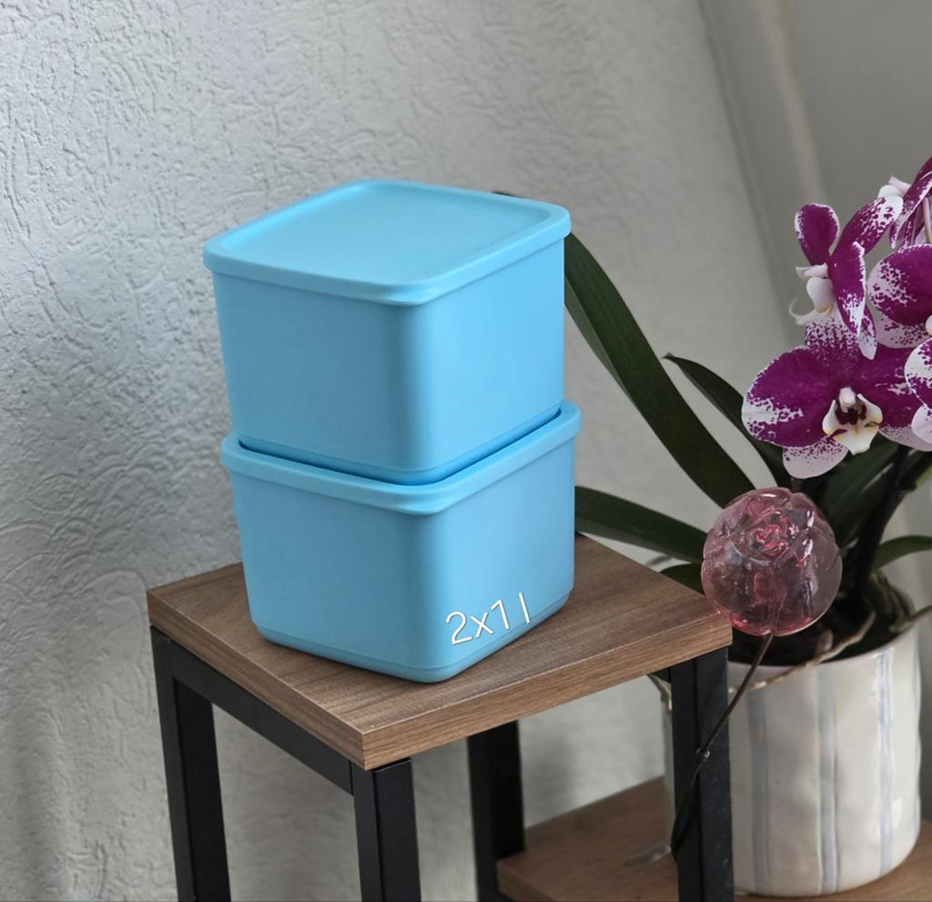 Nieuwe Tupperware voorraaddozen - 2x1L lichtblauw, Ophalen of Verzenden, Nieuw