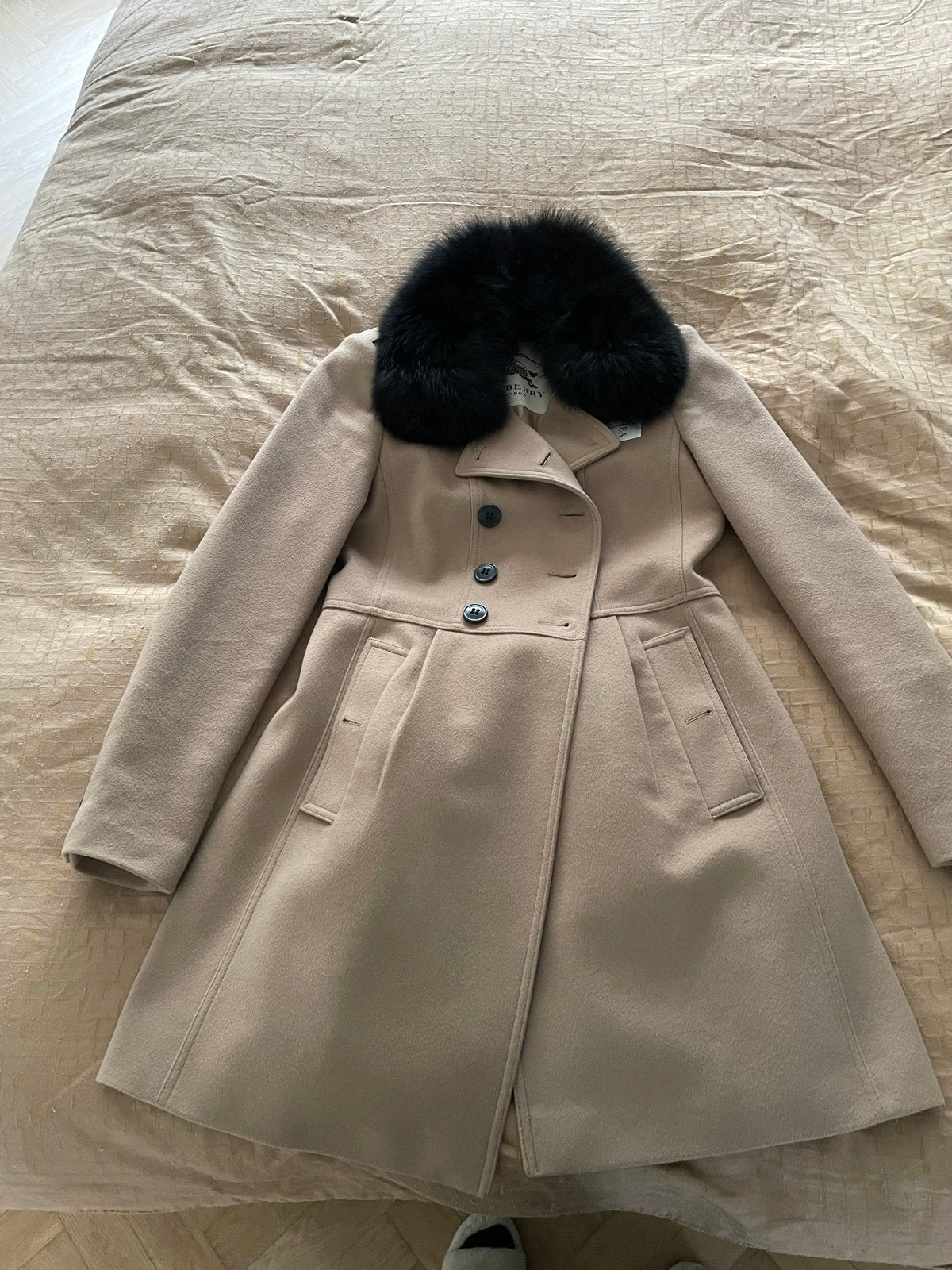 Burberry wollen jas maat 36/S, Ophalen of Verzenden, Gedragen, Maat 36 (S), Beige