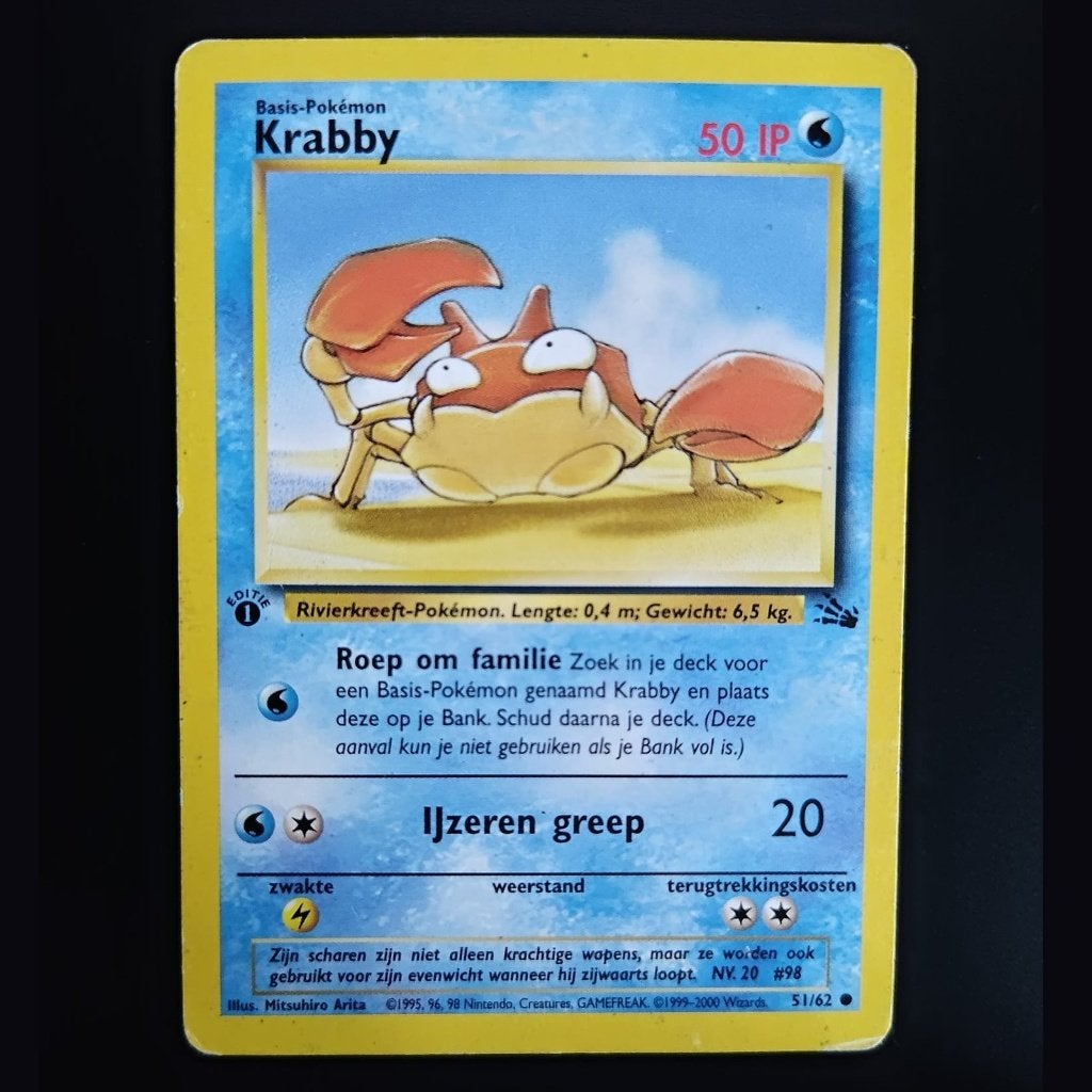 Krabby [1st Edition] #51 Pokemon Fossil, Verzenden, Gebruikt, Losse kaart