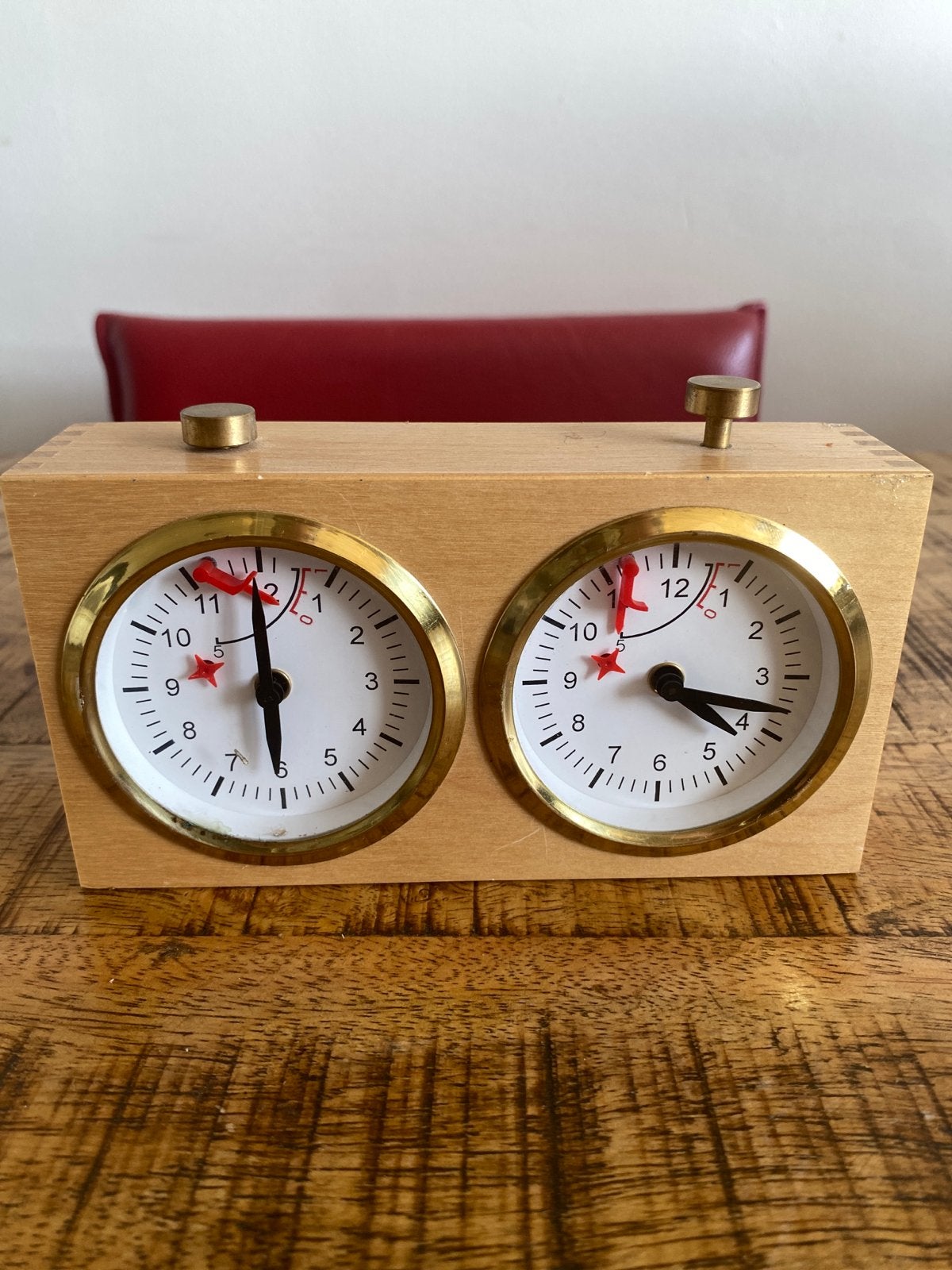 Vintage Schachuhr - Houten Schaakklok, Ophalen of Verzenden