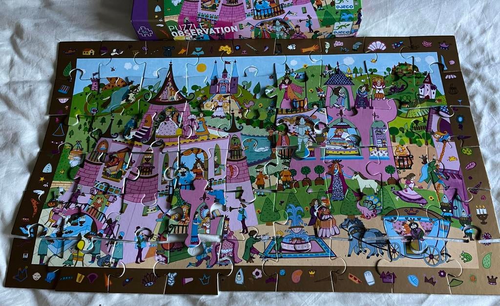Djeco Observatie Puzzel Kasteel 54 Stukjes, Ophalen of Verzenden, Minder dan 500 stukjes, Gebruikt, Legpuzzel
