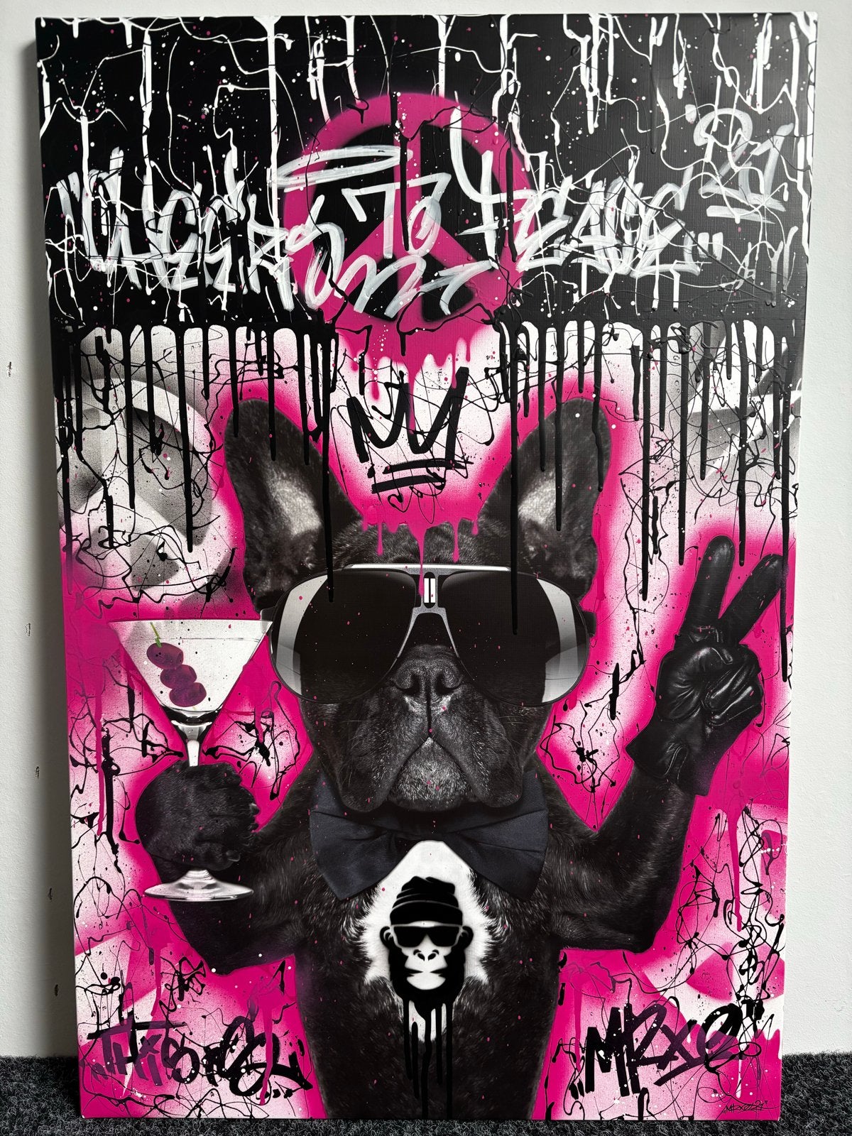Origineel streetart schilderij internationaal artiest Mr.XO, Antiek en Kunst, Ophalen, Dieren, Gesigneerd, Gemengde techniek
