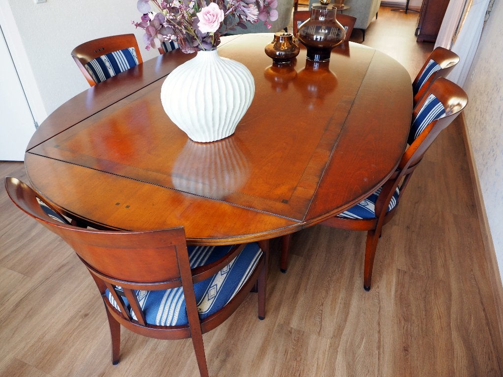eethoek met 6 stoelen, Huis en Inrichting, Tafels | Eettafels, Gebruikt, 100 tot 150 cm, 200 cm of meer, Vijf personen of meer