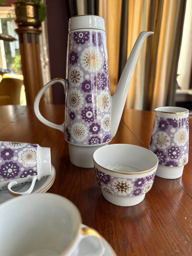 Zeldzaam Seventies mokka servies > DDR Freiberger Porzellan, Ophalen of Verzenden