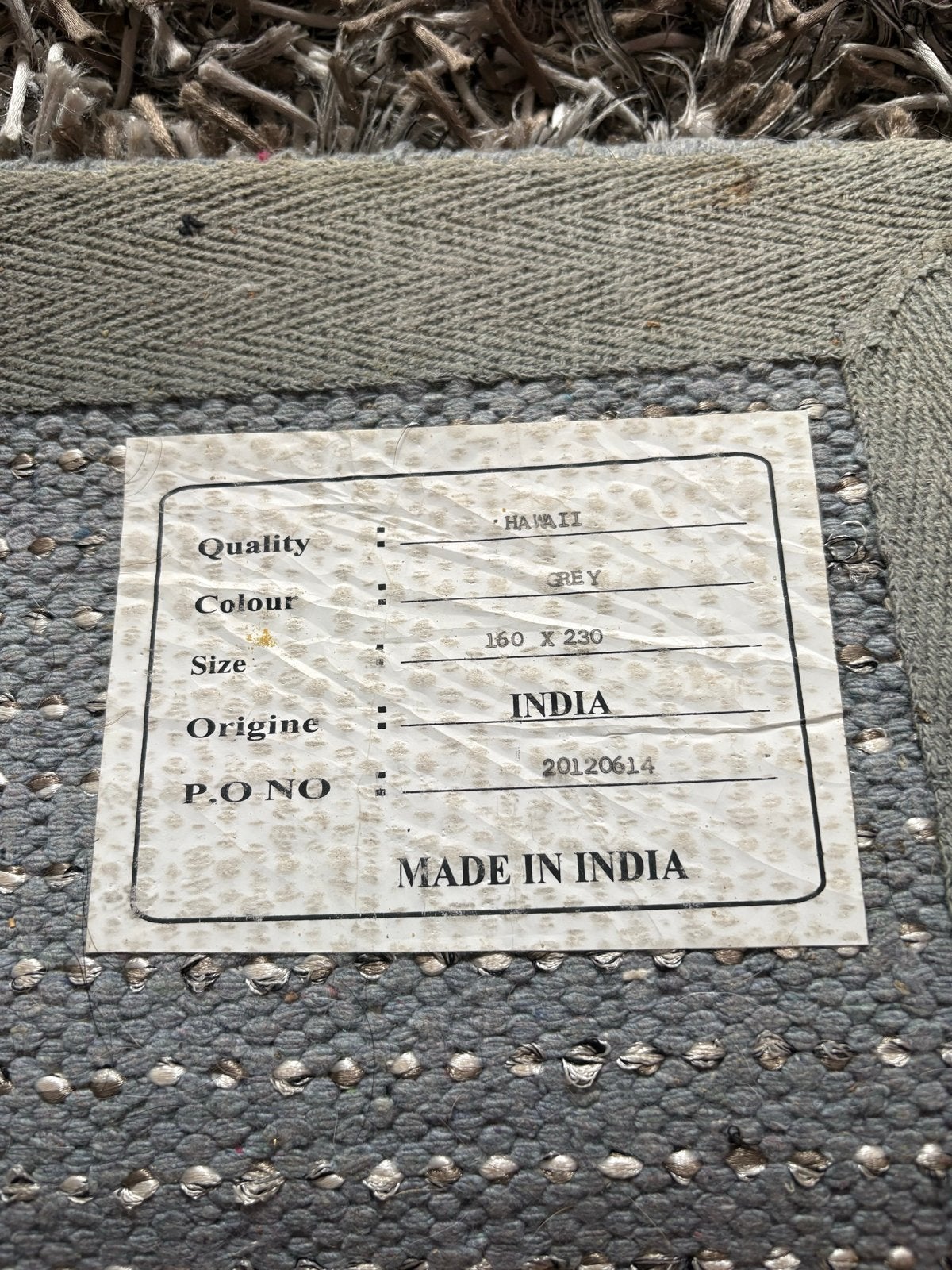 Grijs vloerkleed Hawaii 160x230 cm, Ophalen, Gebruikt, 150 tot 200 cm, 200 cm of meer